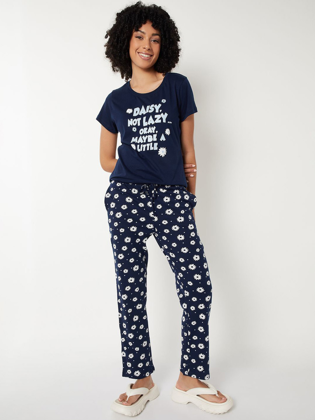 max Women Graphic Printed Pure Cotton T-Shirt & Pyjama Night suit