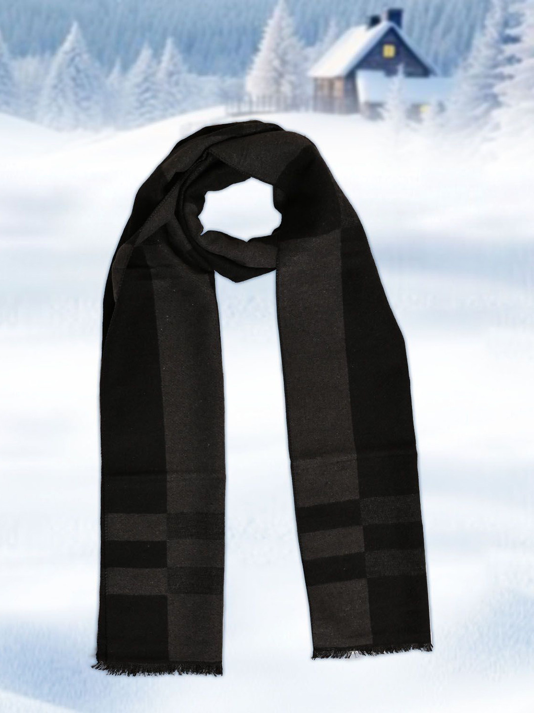 LOOM LEGACY Men Checked Woollen Mufflers For Cold Weather