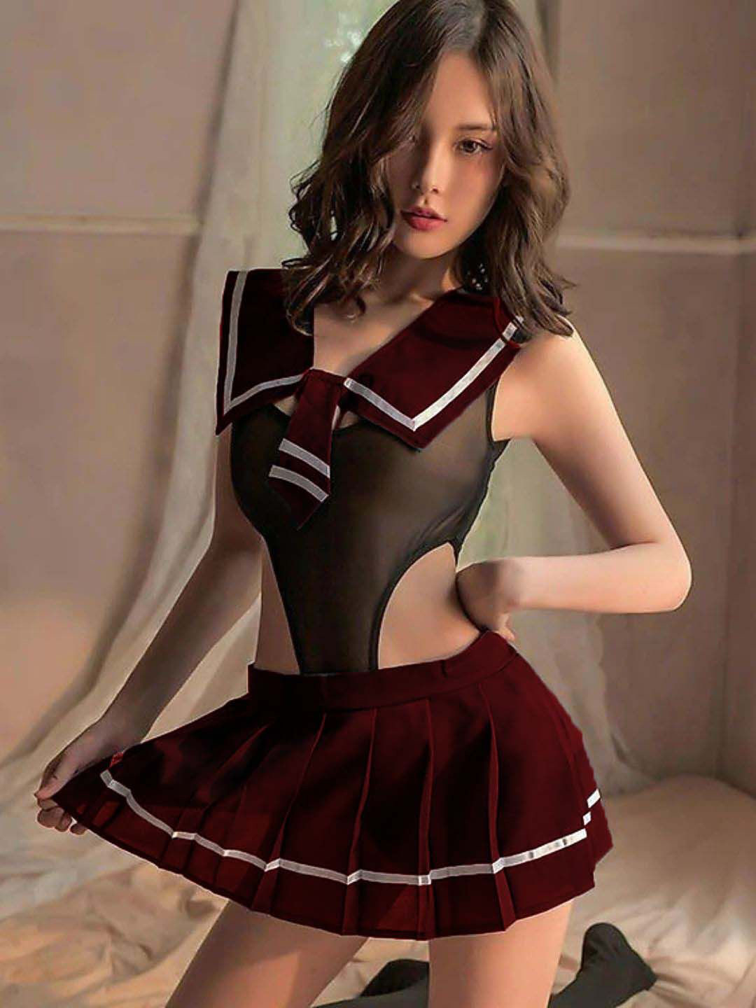 HOT BEES Women V-Neck Two-Piece Baby Doll