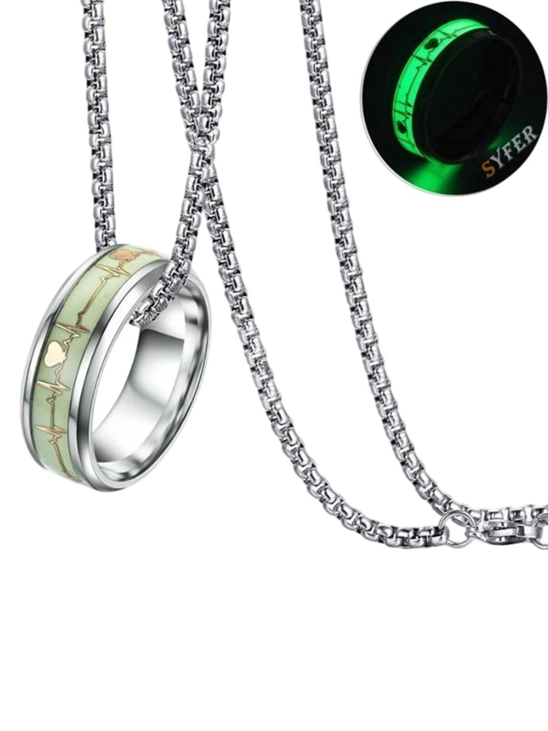 PASU FASHION Unisex Stainless Steel Circular Shape Radium Ring Pendant