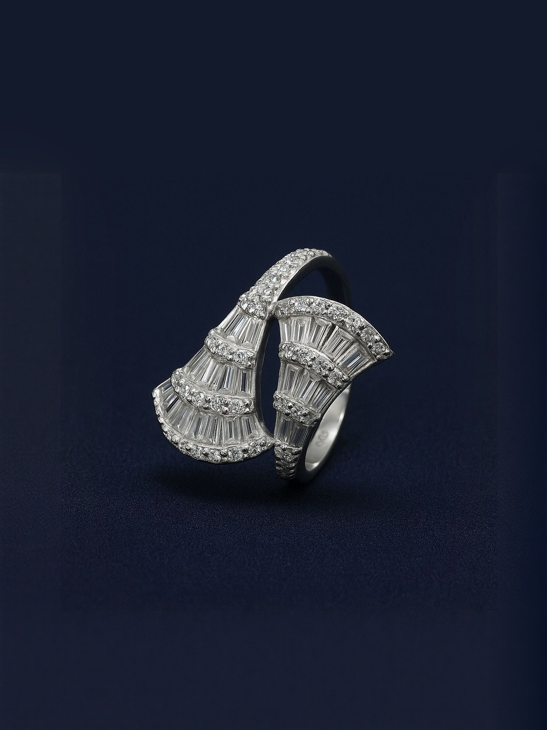 Silver by HM Silver Plated Sterling Silver Cubic Zirconia Adjustable Quinn Ring