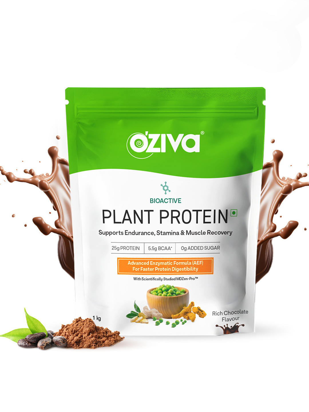 OZiva Bioactive Plant Protein - 1Kg - Rich Chocolate