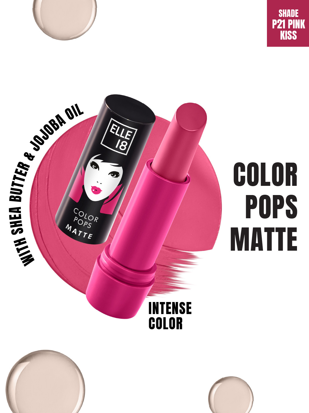 ELLE 18  Color Pop Moisturising Matte Lip Color With Jojoba Oil 4.3g - P21 Pink Kiss