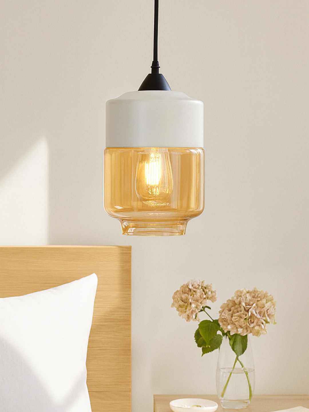 Homesake White-coloured Glass Pendant Loft Bar Ceiling Hanging Lamp