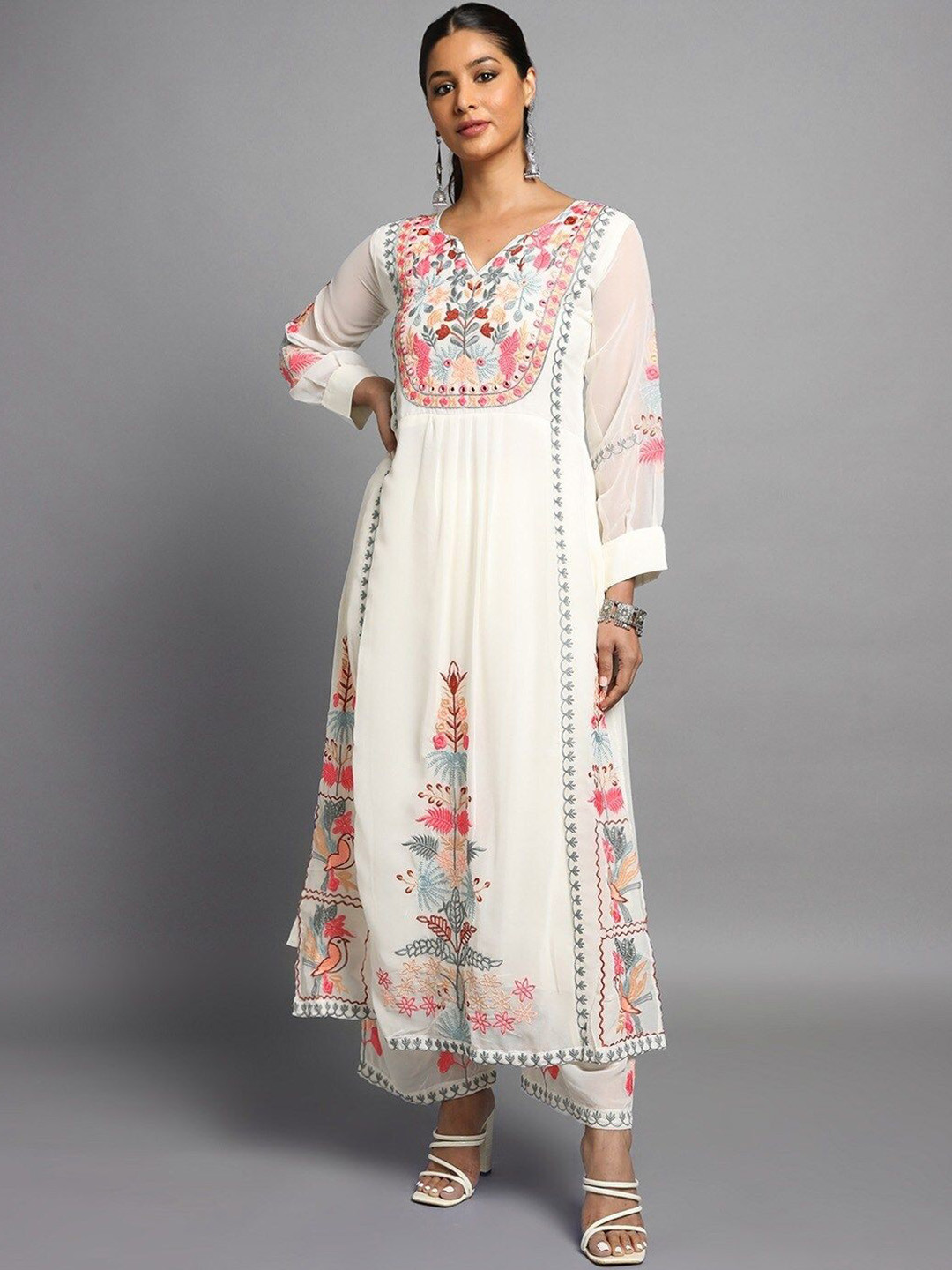 AG TEXTILE Women Ethnic Motifs Printed A-Line Kurta with Palazzos & Dupatta