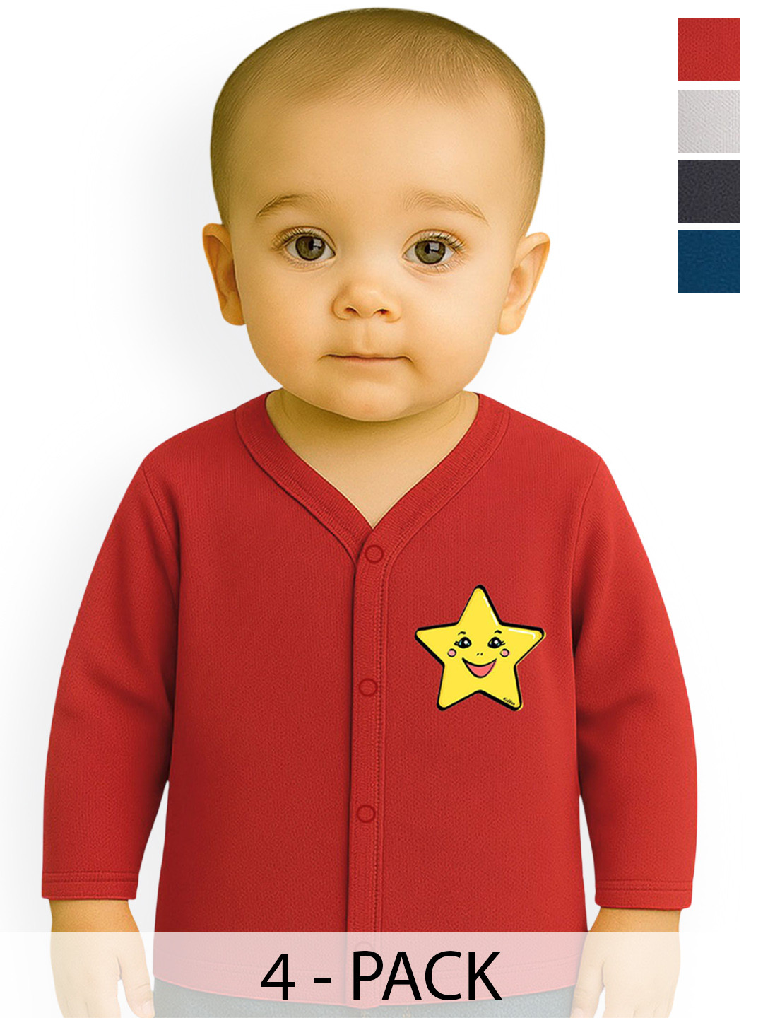 KidBee Kids Infants Pack Of 4 Printed Cotton Breathable Jhablas 1007-PL-JFS-4PC