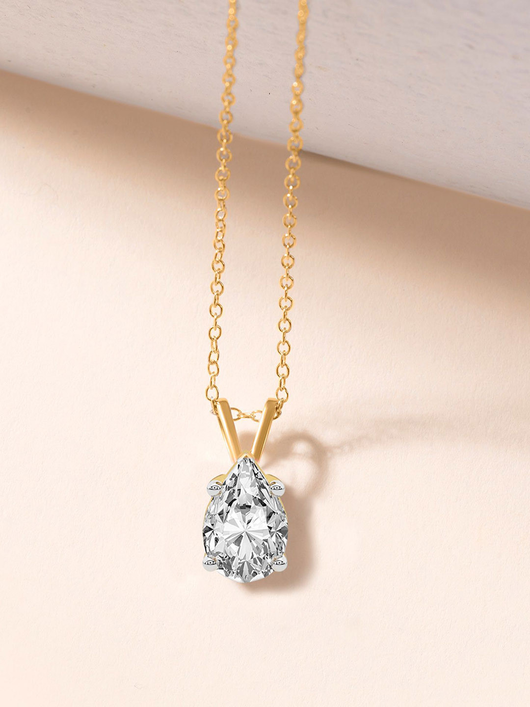 Sparkles Women 14Kt Gold Prong Princess Pendant With 1 Carat Lab Grown Diamond - 0.9g