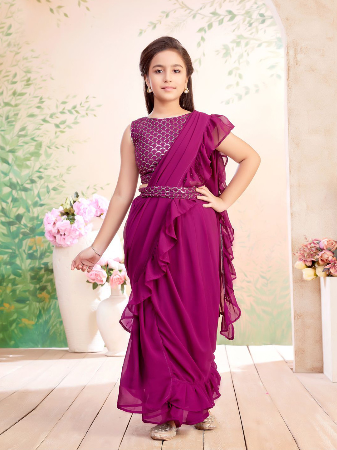 BAESD Girls Lehenga Banarasi Saree