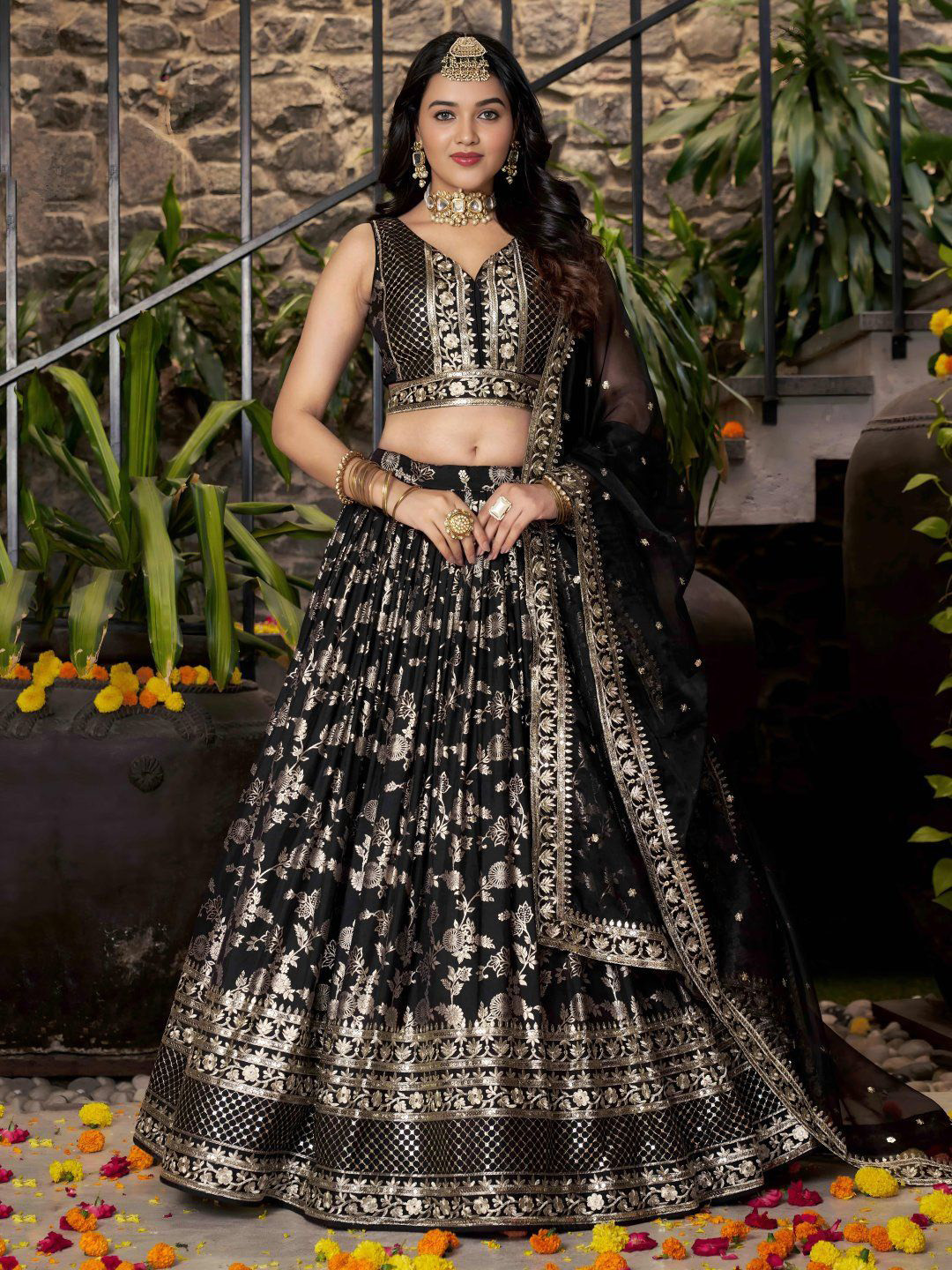 Zeel Clothing Embroidered Sequinned Semi-Stitched Lehenga & Unstitched Blouse With Dupatta
