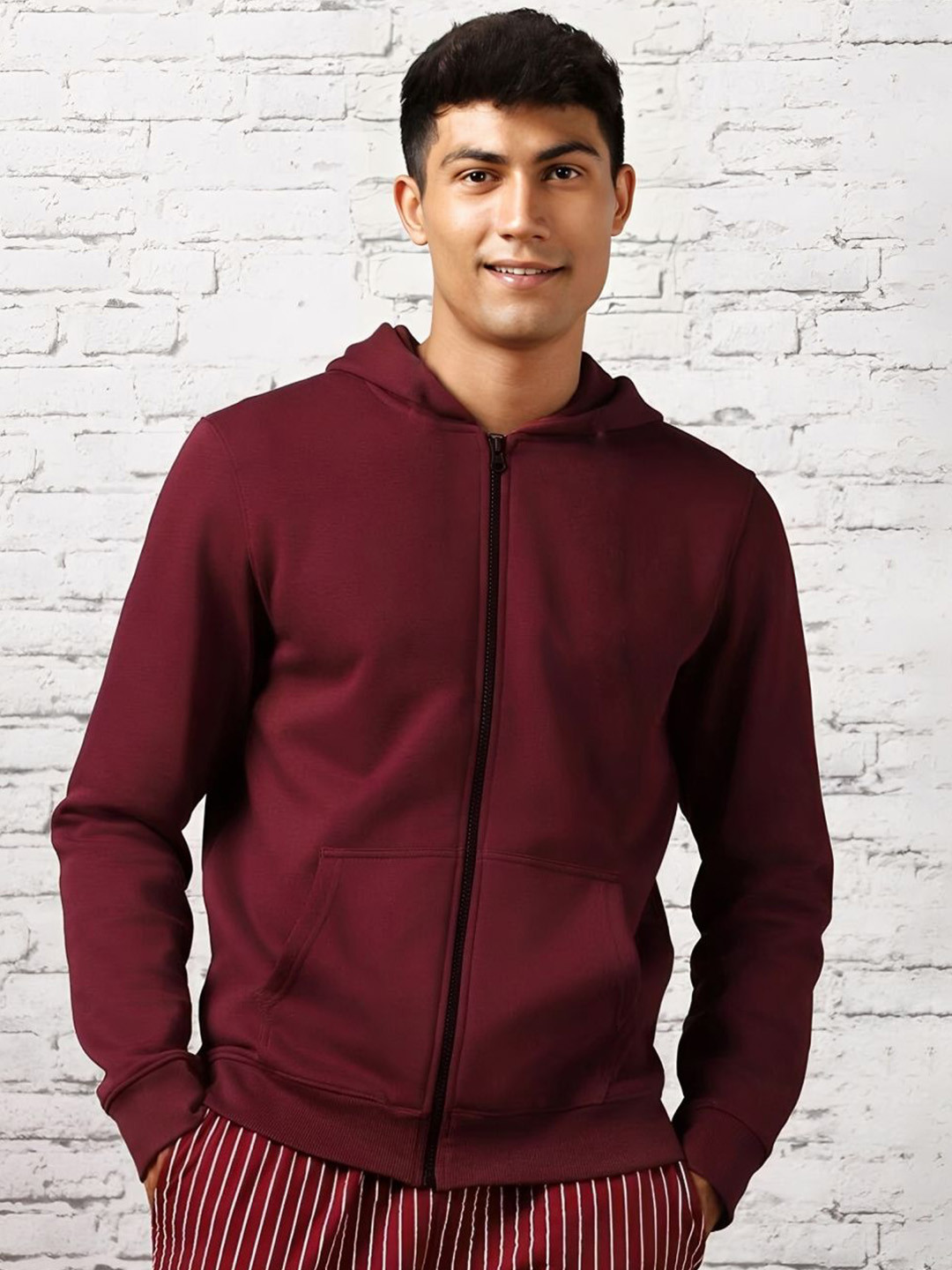Kasendra Men Hooded Solid Bomber Jacket