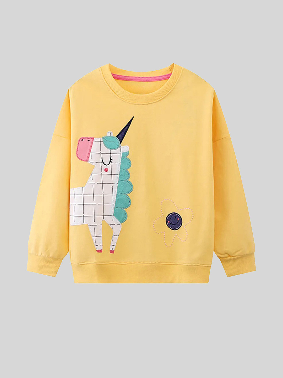 LULU & SKY Kids Unicorn Embroidered Full Sleeve Sweatshirt