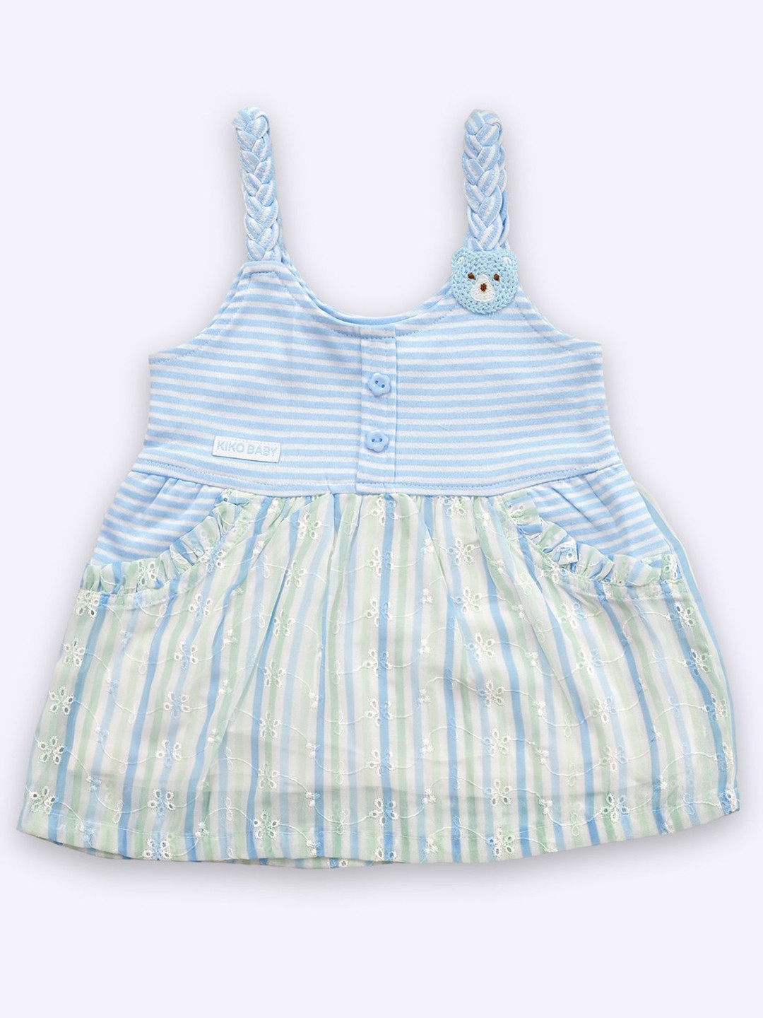 KIKO Girls Striped Fit & Flare Dress