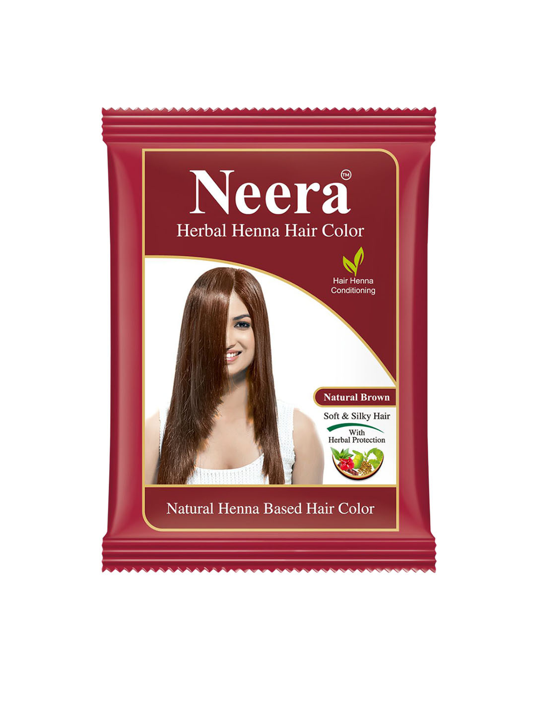 Neera Set Of 10 Herbal Henna Based Hair Color - 15 g Each - Natural Brown