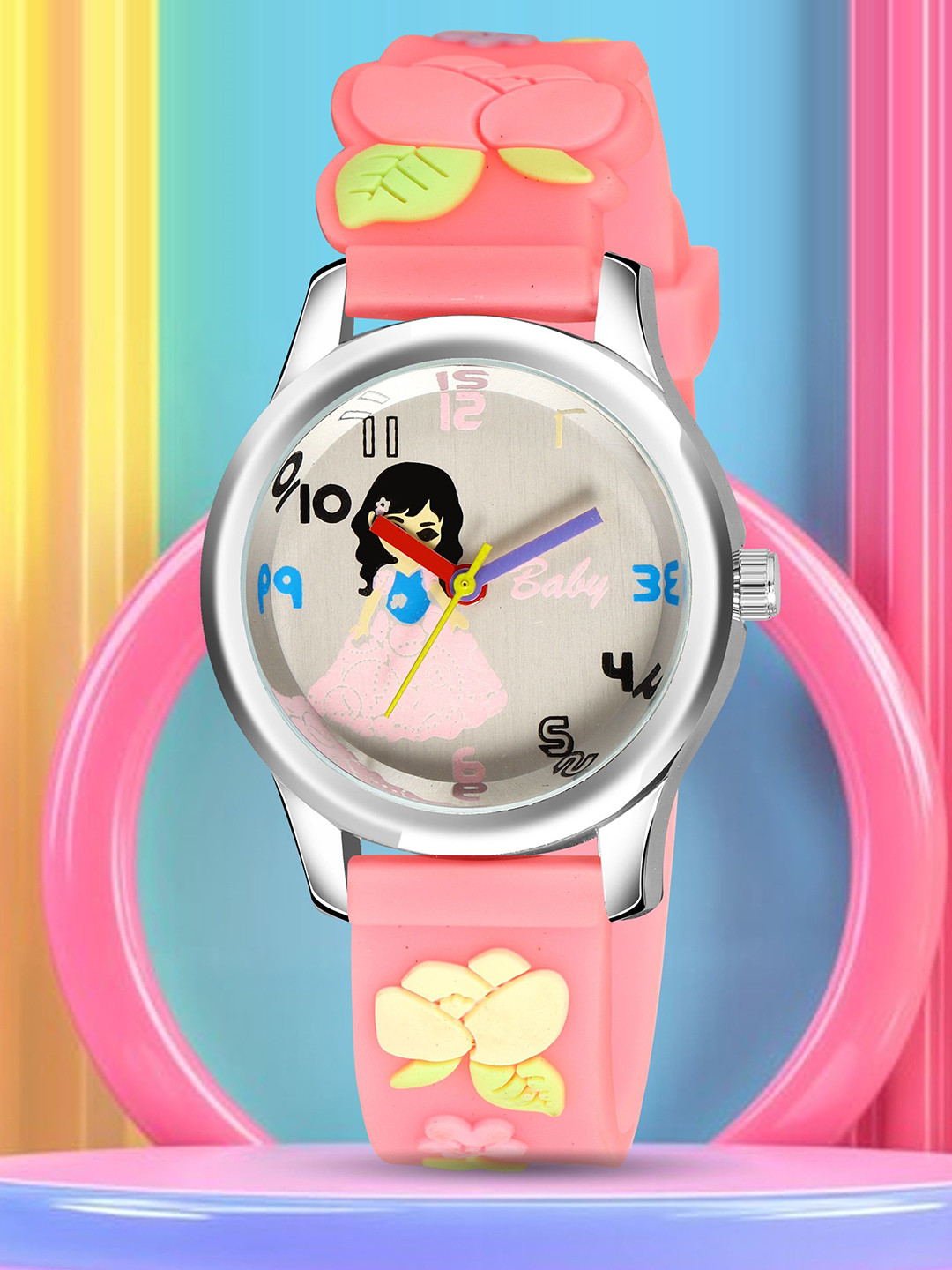 YOUNG MISSION Girls Printed Dial & Straps Analogue Watch BT 001 ROSE.PK