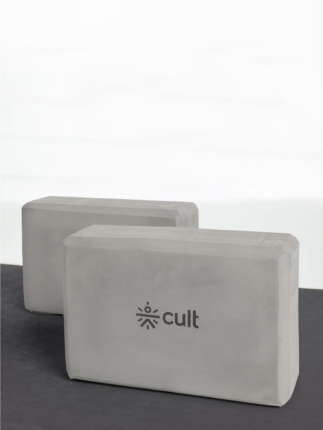 CULT Unisex Set of 2 EVA Yoga Blocks  80mm Grey