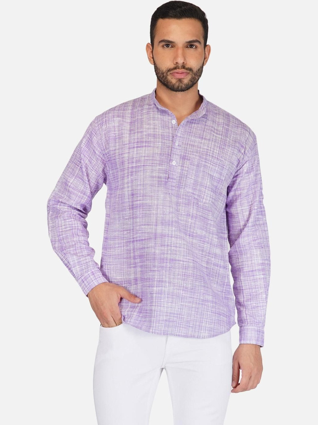 Artisan Glory Men Purple Khadi Kurta