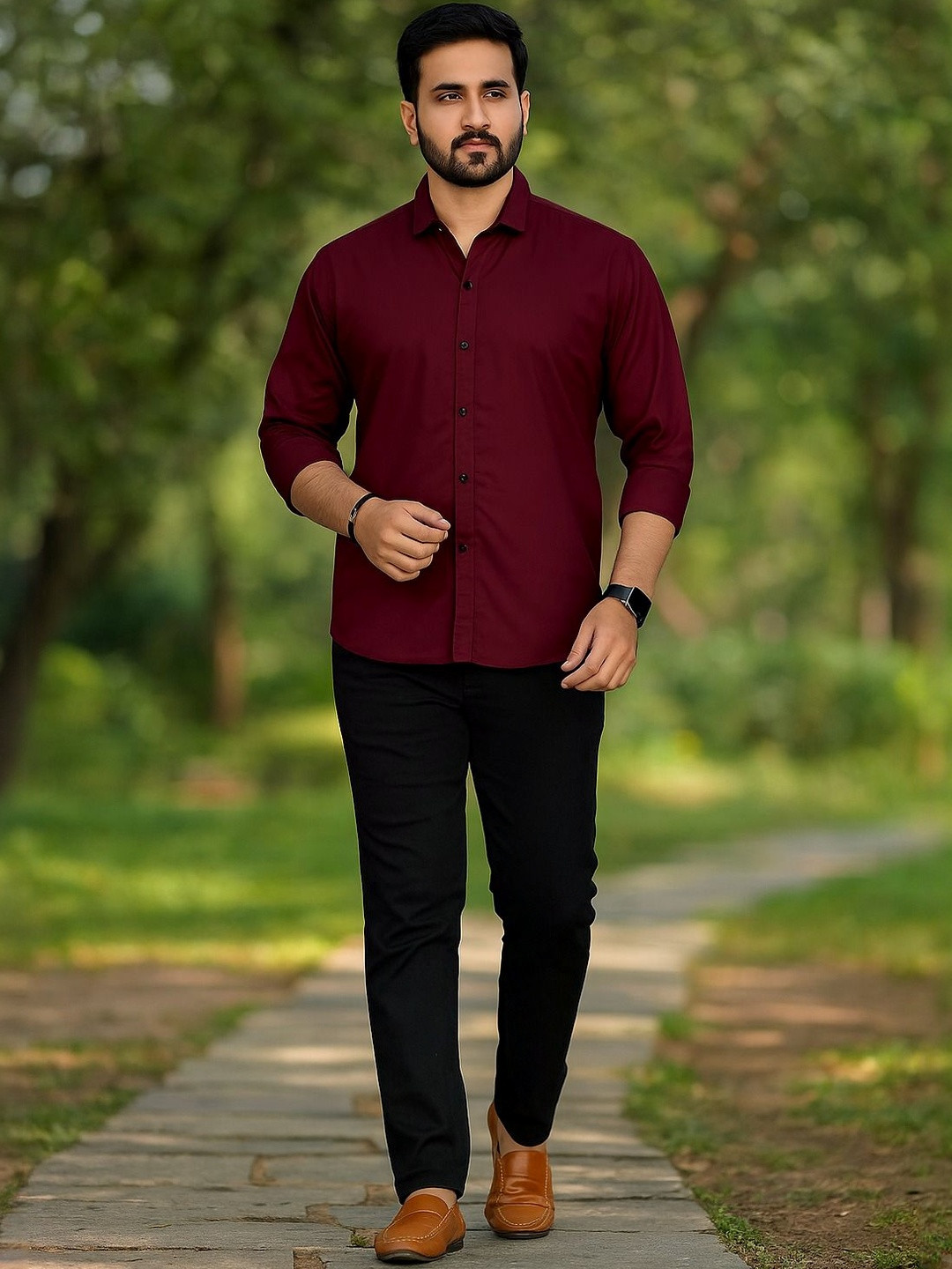 Moda Rapido Men Cotton Blend Regular Fit Normal Collar Full Sleeve Shirt