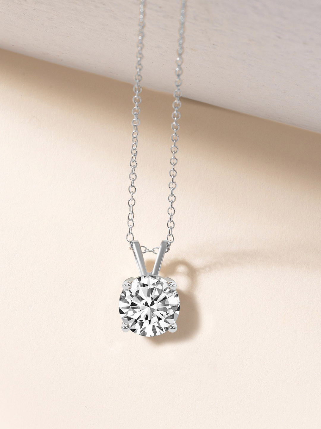 Sparkles Sparkles Women 14Kt White Gold 4 Prong Round Diamond Pendant - 0.5g