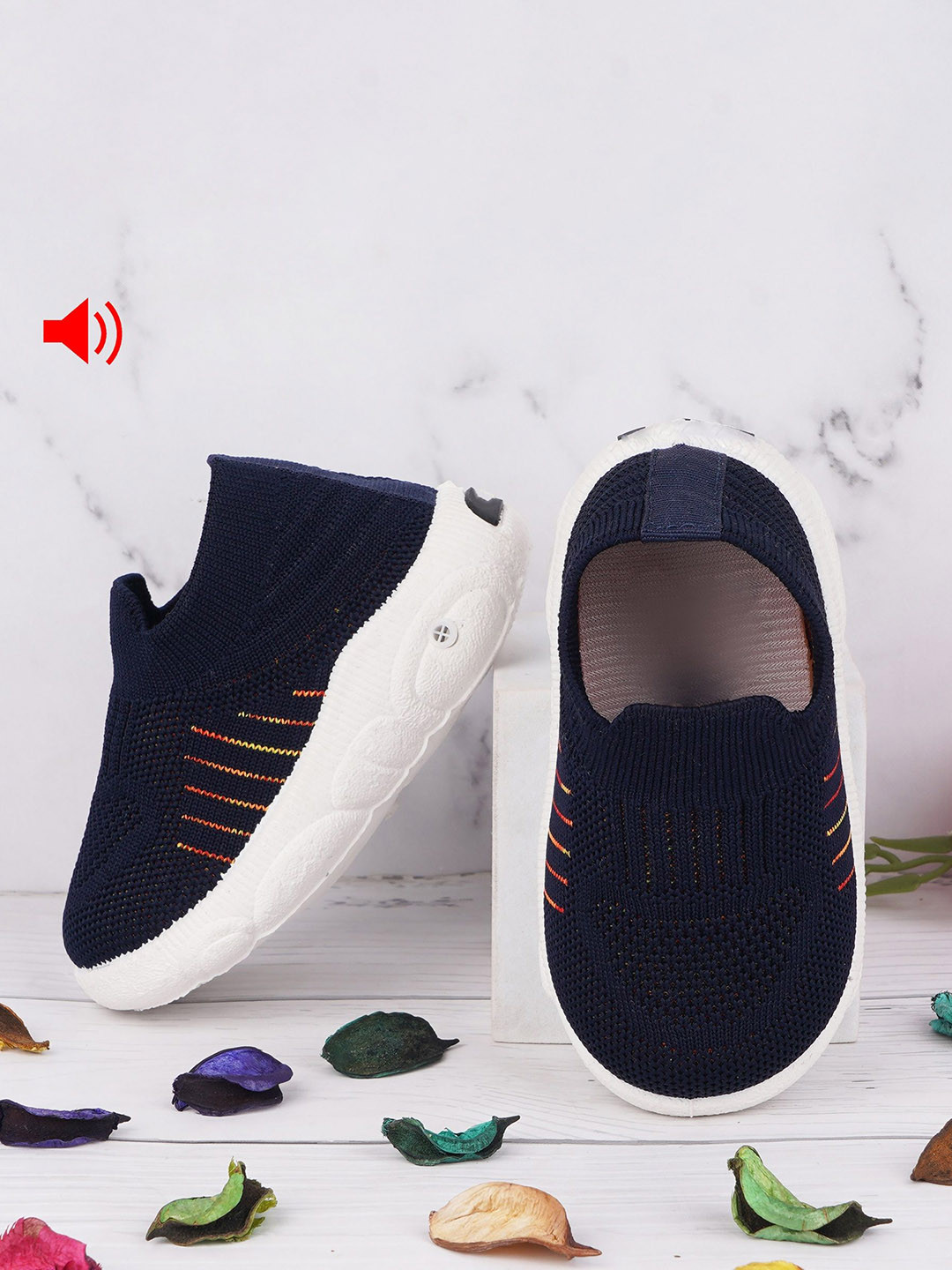 BAESD Kids Textured Slip-On Lightweight Chunky Sole Sneakers With Musical Chu-Chu