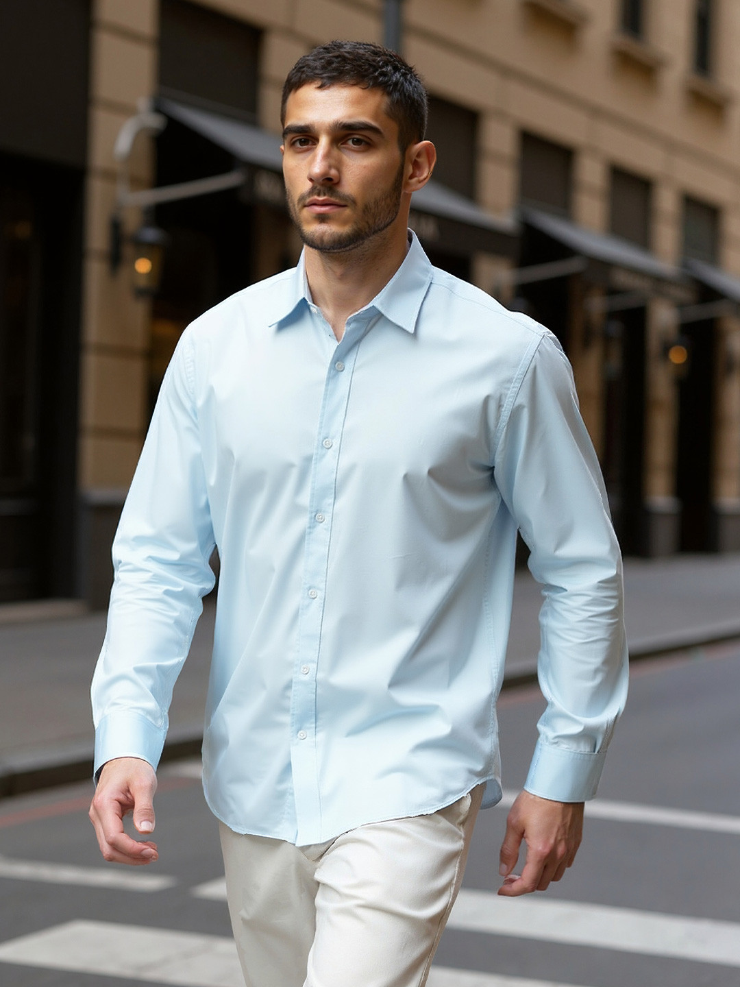 COVE AND LANE Classic Cotton Satin Casual Shirt