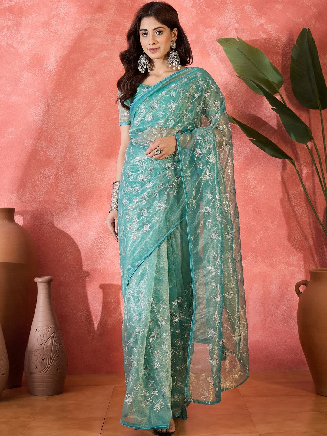 Suha Embroidered Net Heavy Work Saree