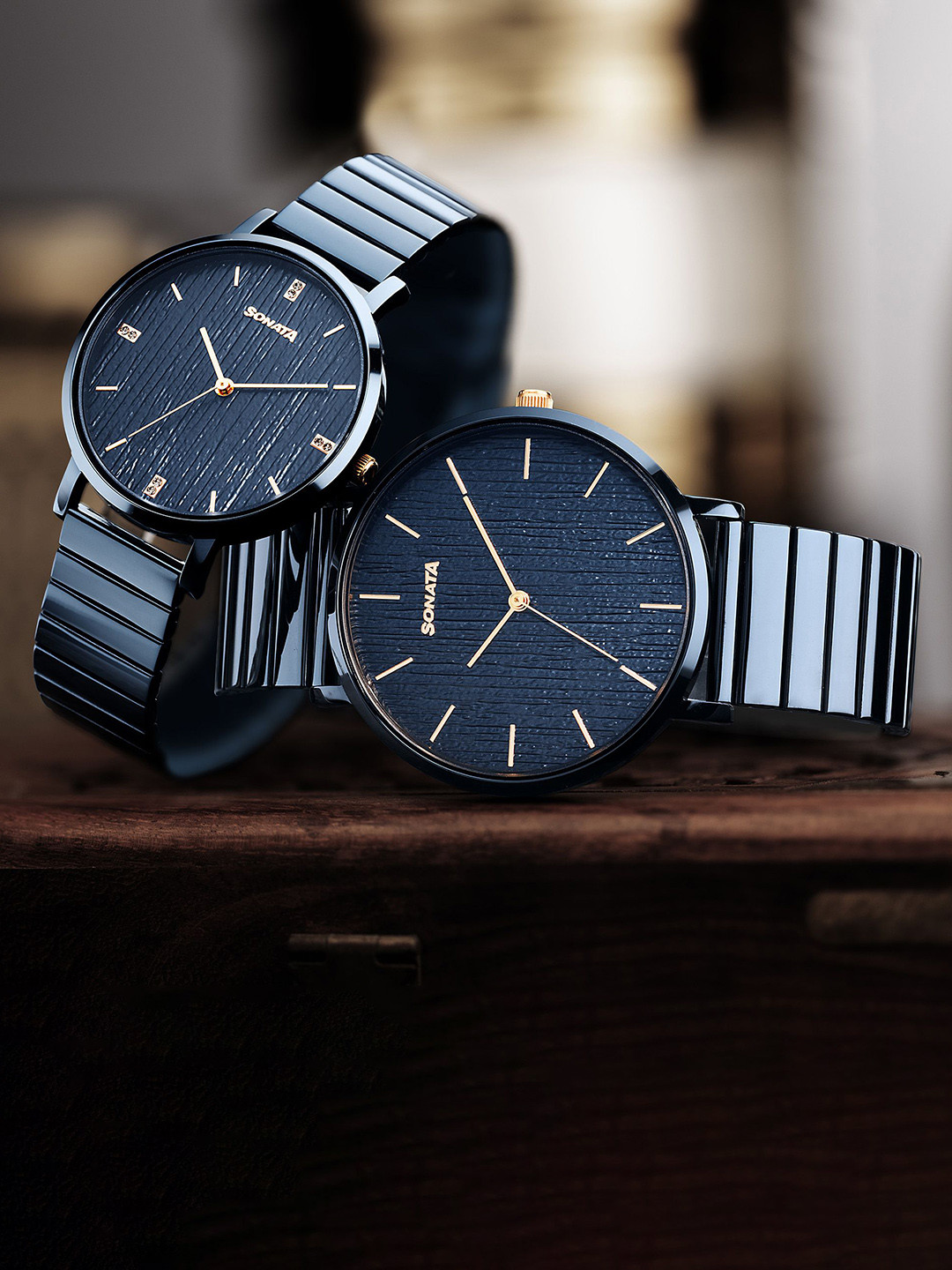 Sonata Soulmates Unisex Set Of 2 Quartz Stainless Steel Analogue Watch - 7715087073KM02