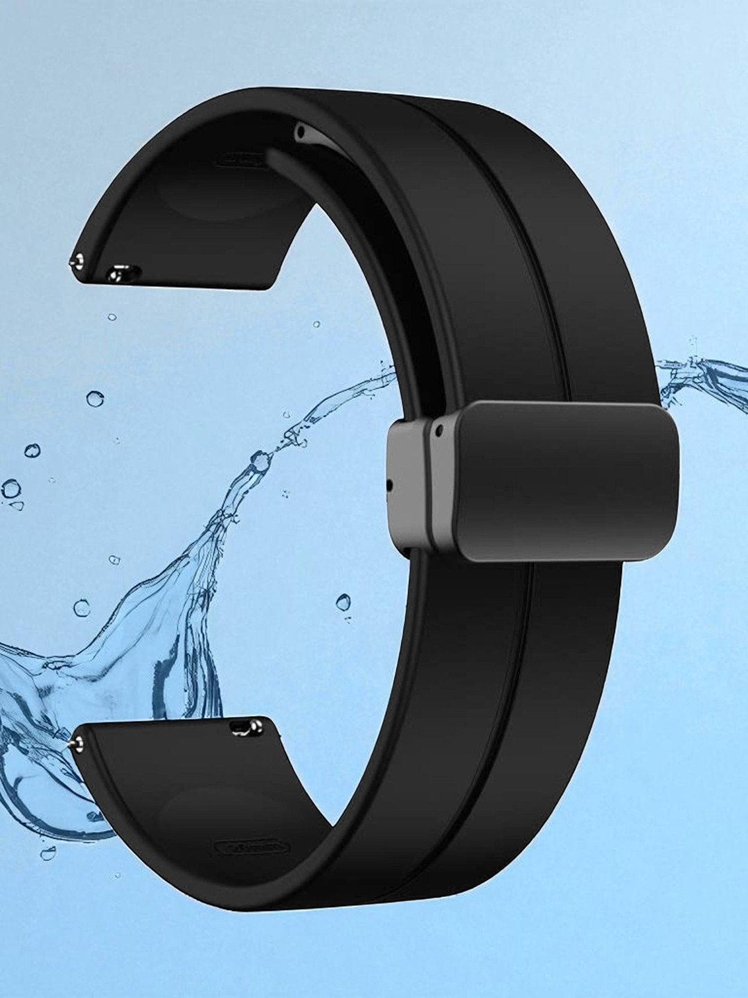 LORENZ Black Silicon Watch Strap With Magnetic Lock