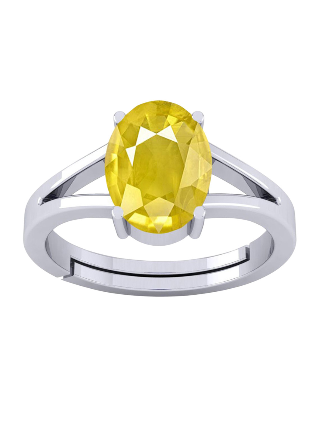 VISHVMA 3.00 Ratti to 3.50 Ratti Sapphire Pukhraj Gemstone-Studded Finger Ring