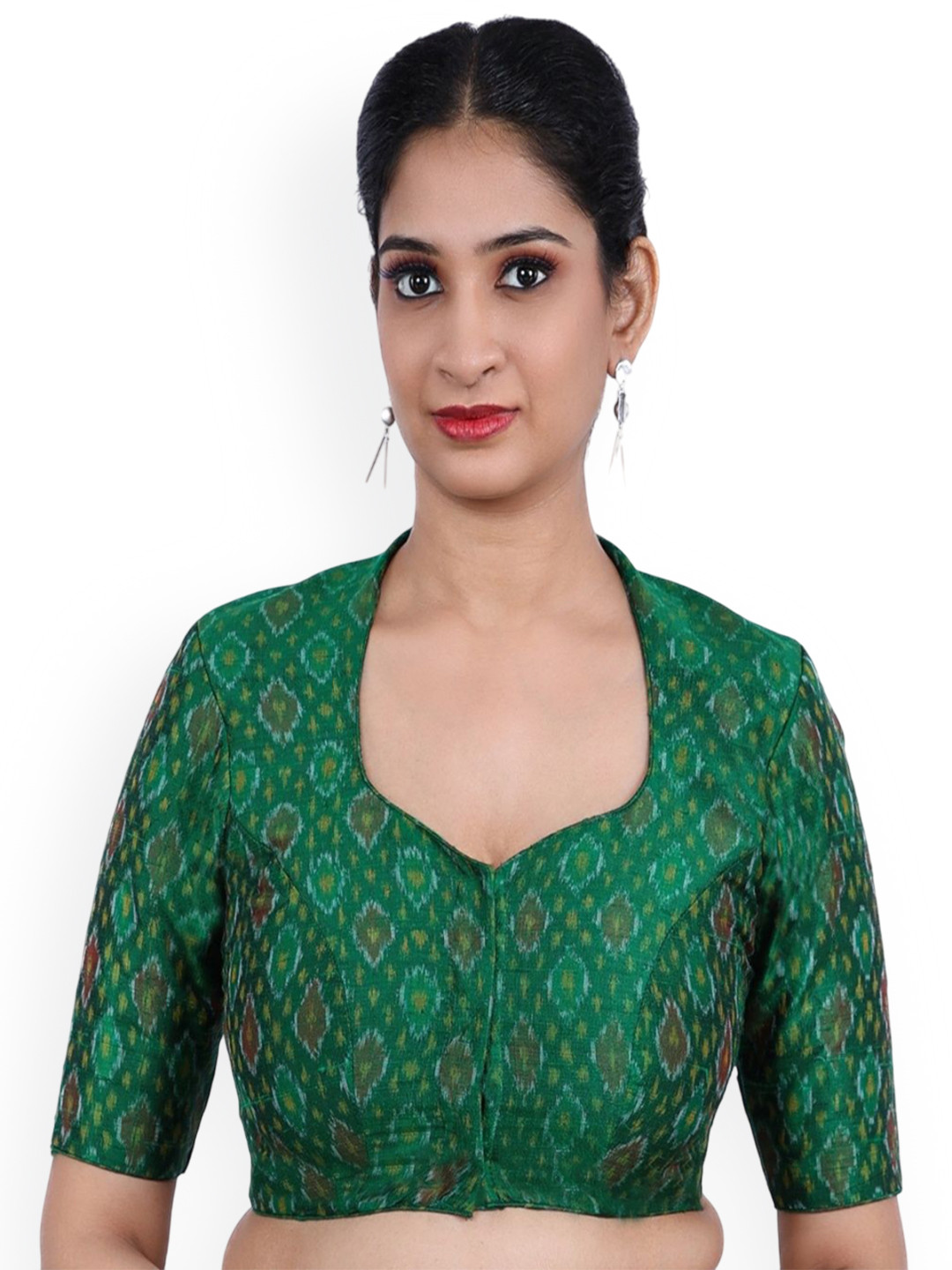 ATHREYA BLOUSES Women Ikat Printed Sweetheart Neck Saree Blouse