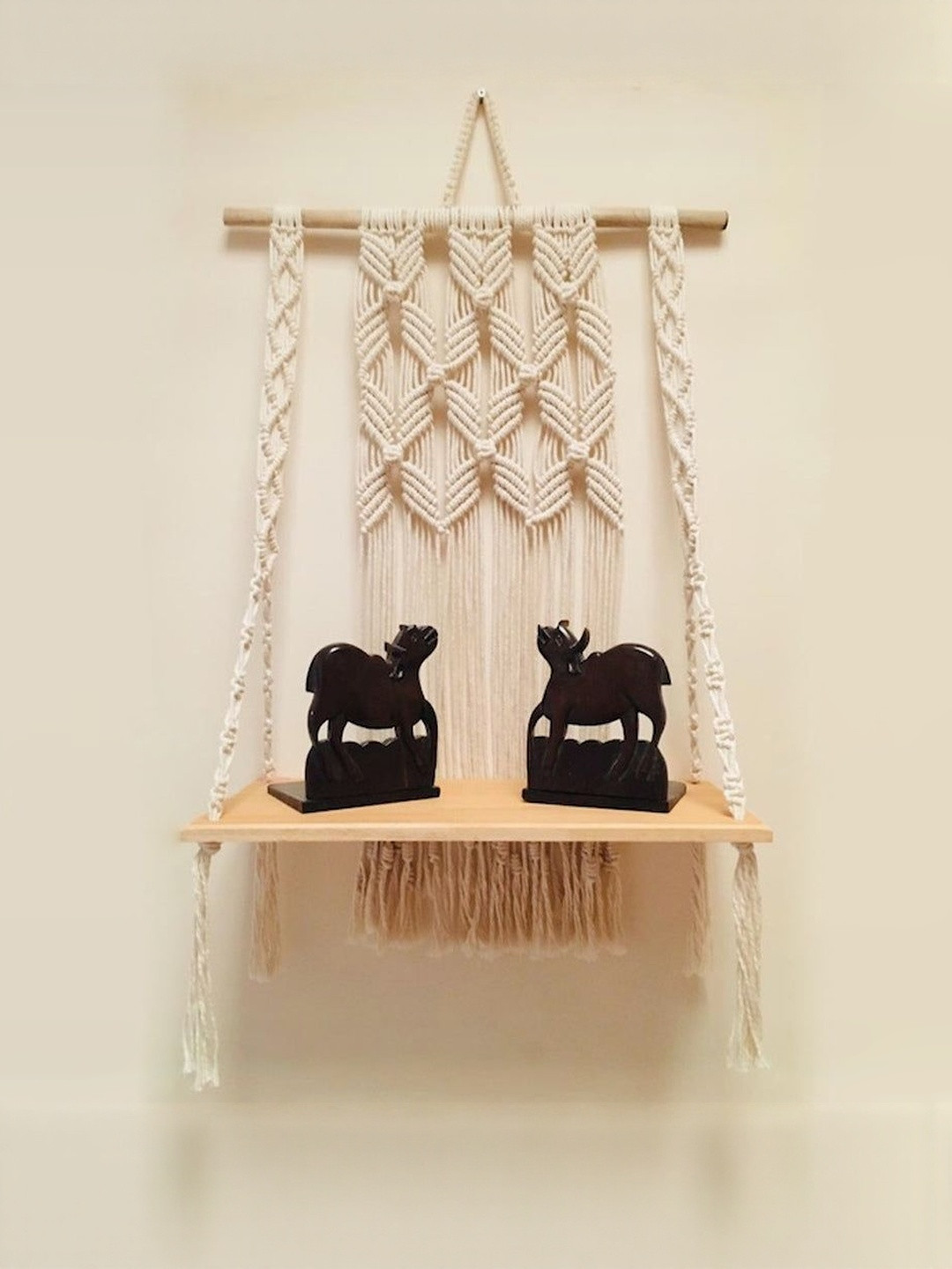 Aain White Woven Design Fabric Wall Hangings