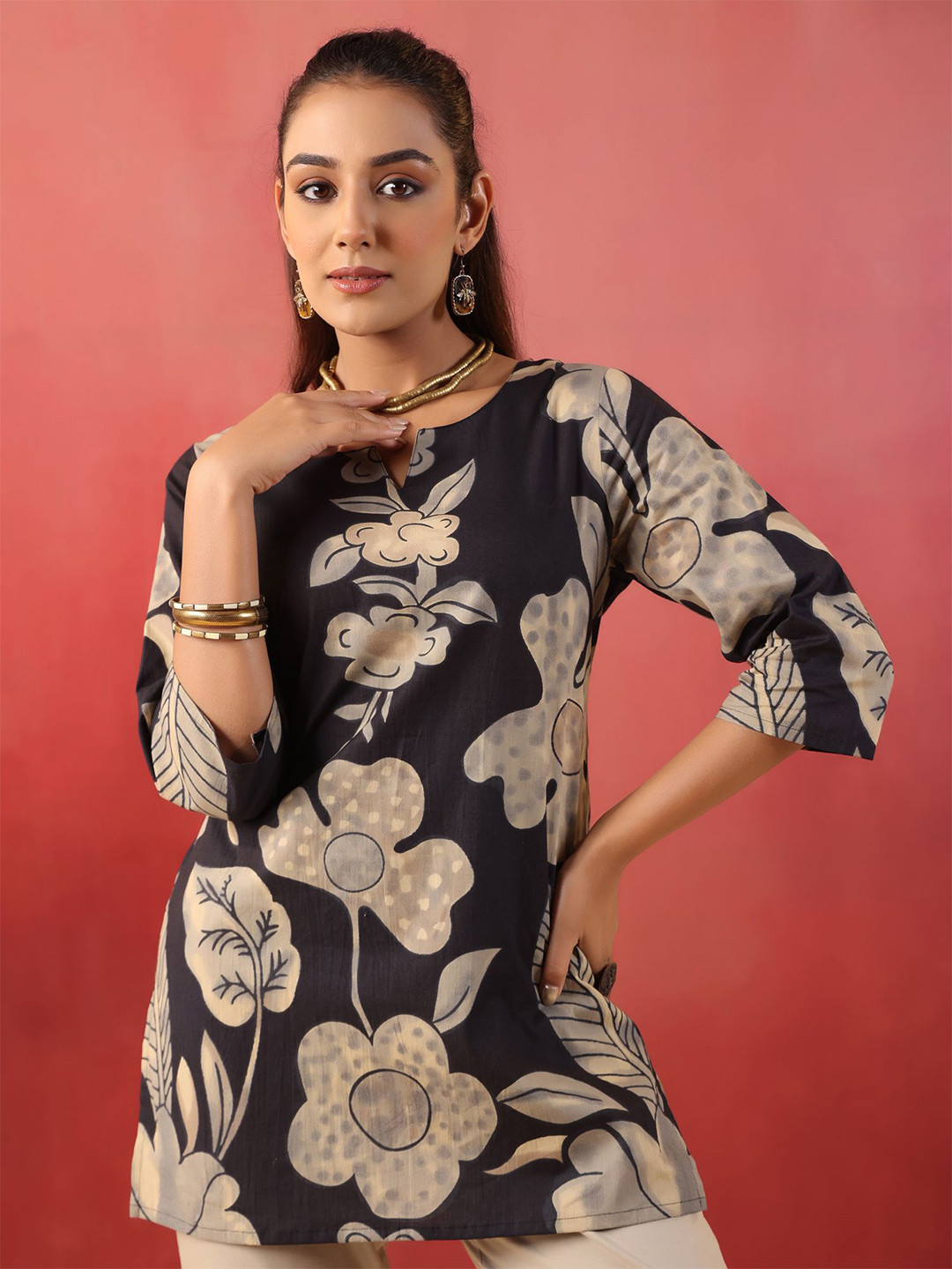 Rimeline Women Floral Printed Cotton Kurti