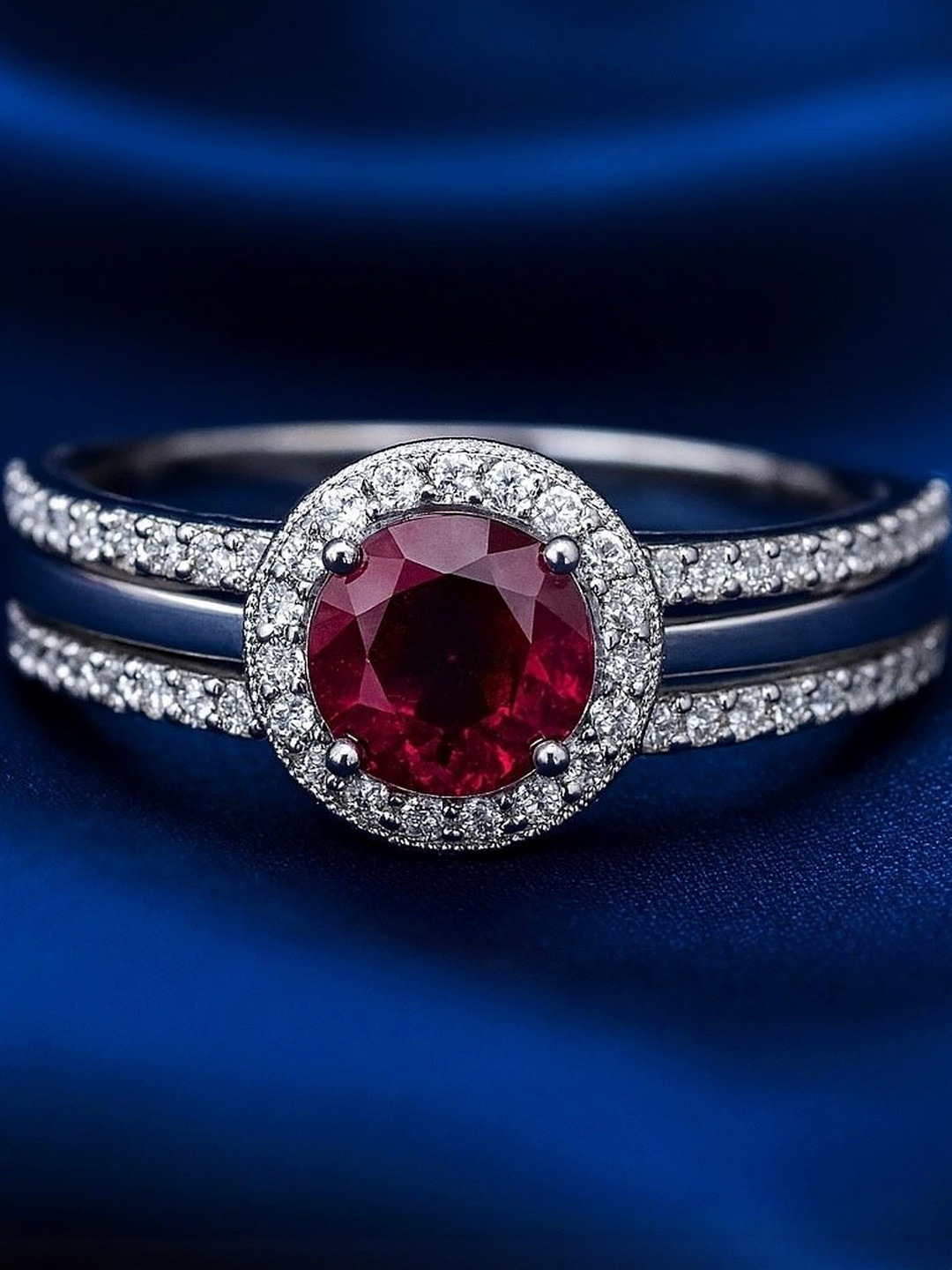 Silver by HM 925 Sterling Silver Rubie Ring