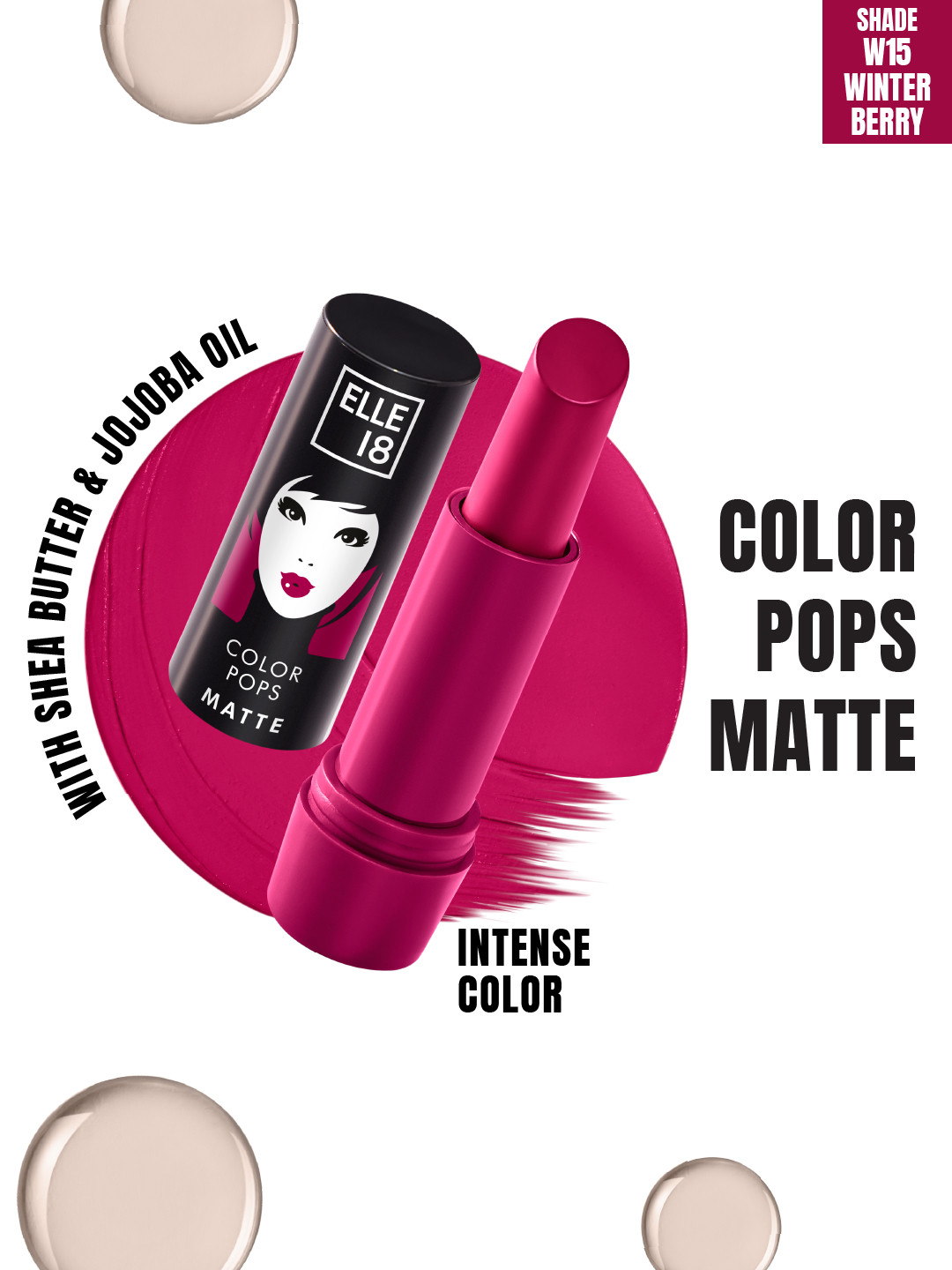 ELLE 18  Color Pop Moisturising Matte Lip Color With Jojoba Oil  4.3g - W15 Winter Berry