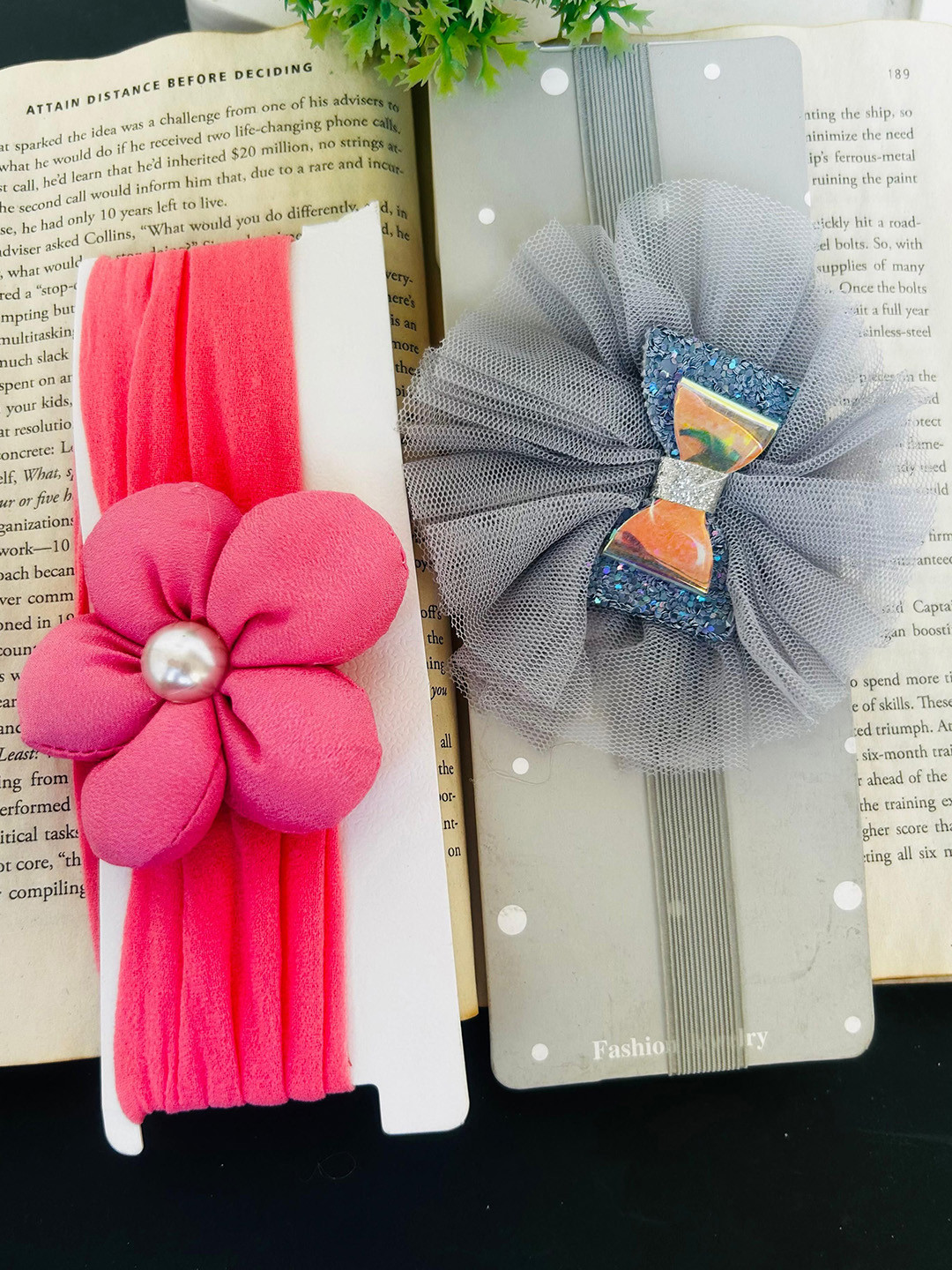 Radhya Accessories Women Bow Flower Elastic Baby Headbands Pack of 2