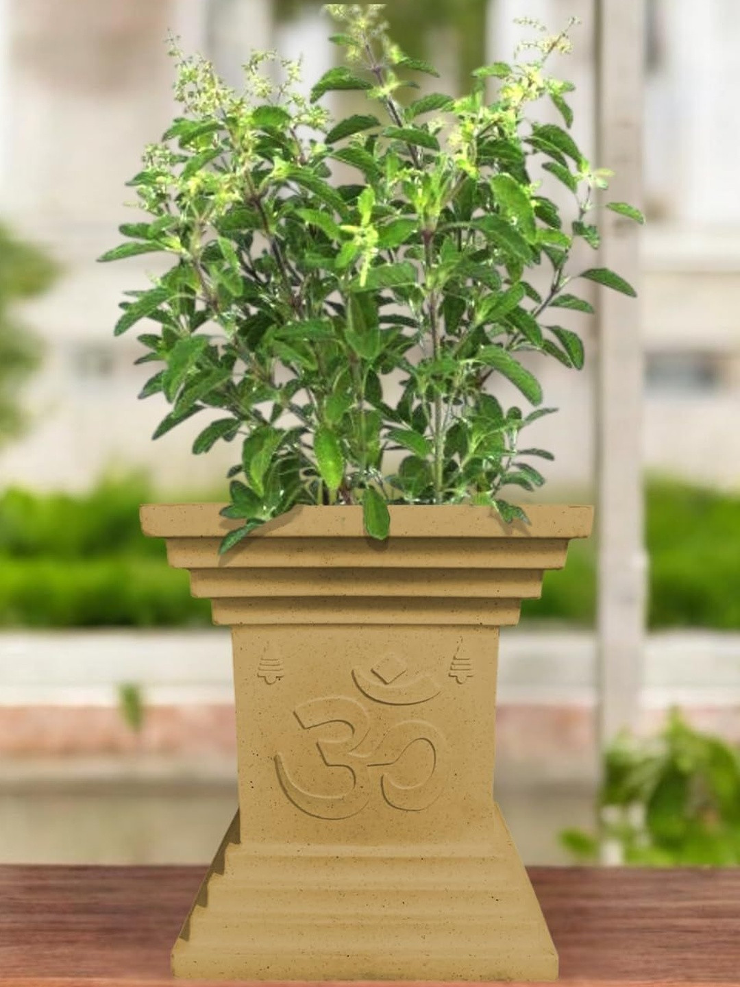 Go Hooked Brown16 Inch Tulsi Decorative Plastic Planter Perfect Pot