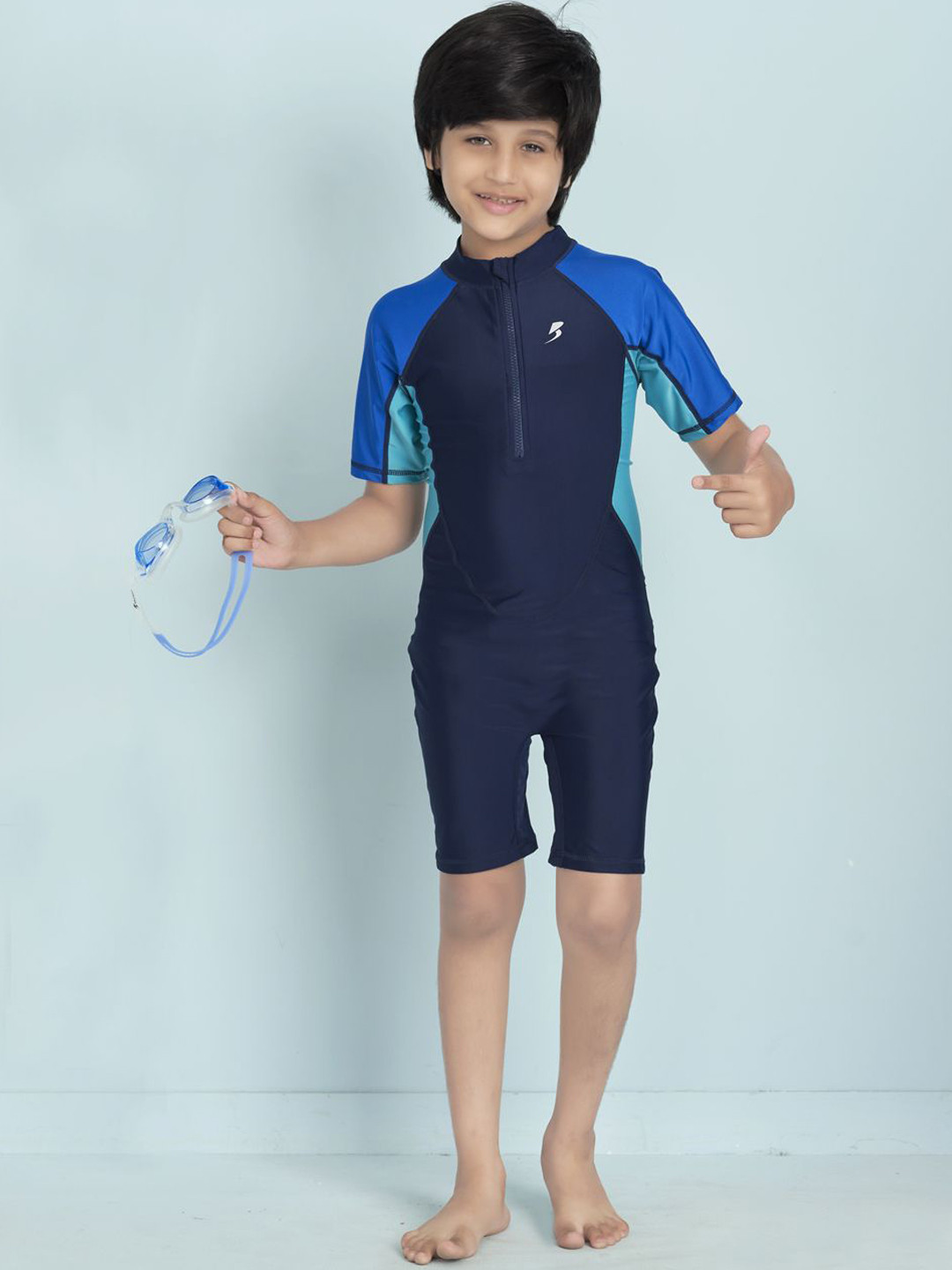 BAESD Boys Color Blocked Round-Neck Leg Suit