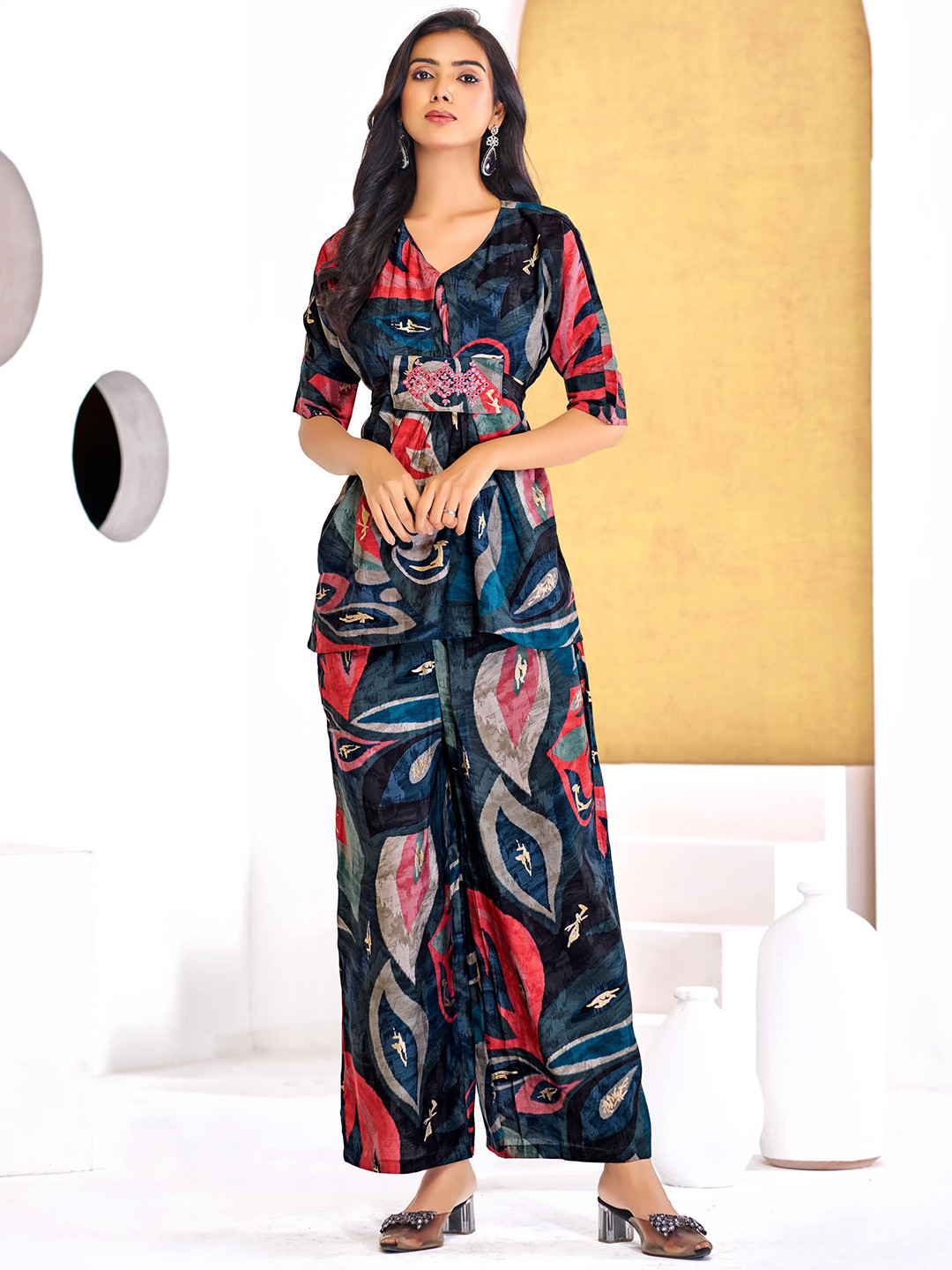 The Kalki Women Printed Modal Chanderi Co-Ord Set