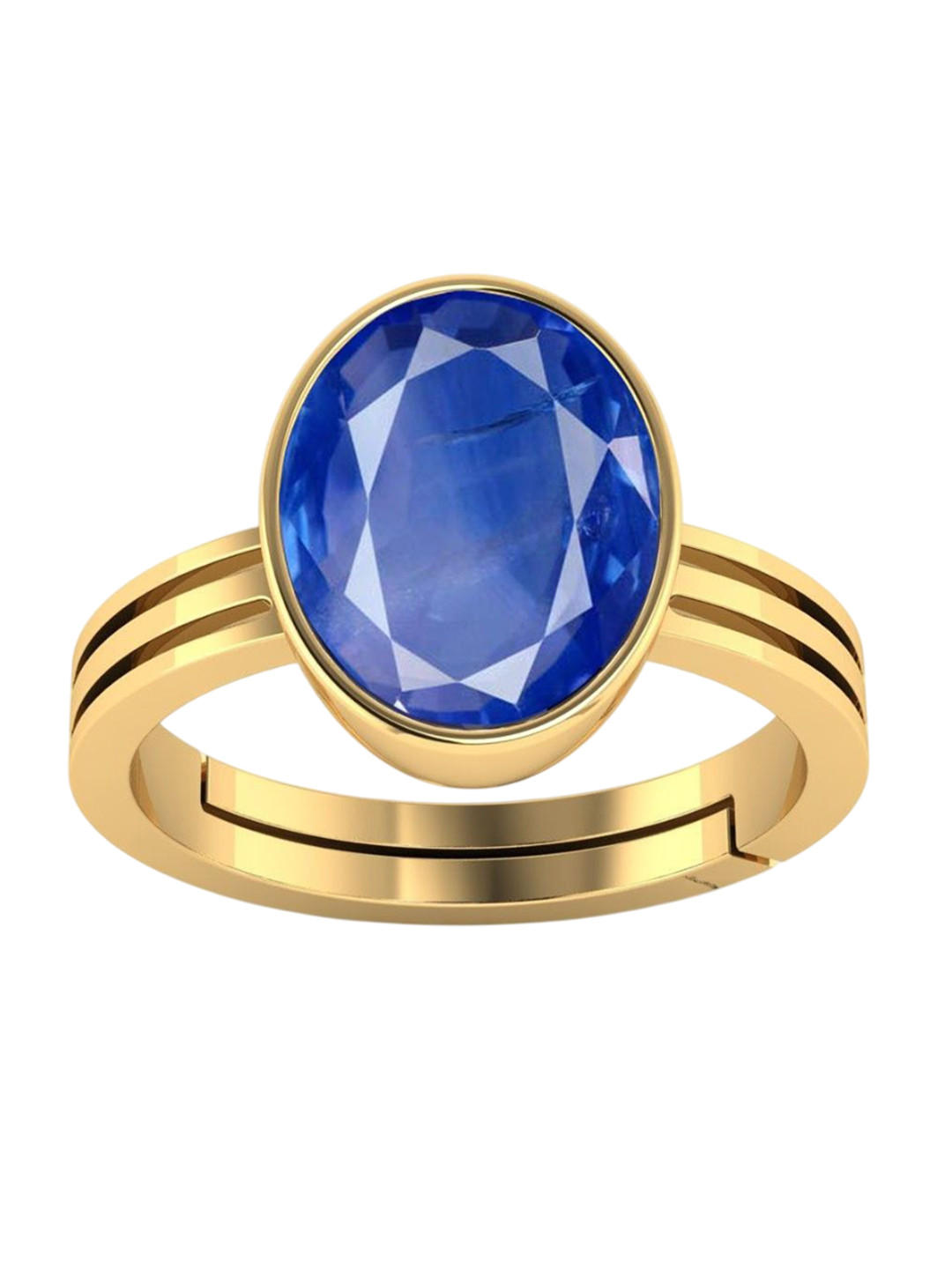 VISHVMA Gold Plated 5.00 Ratti Sapphire Nilam Gemstone Studded Finger Ring