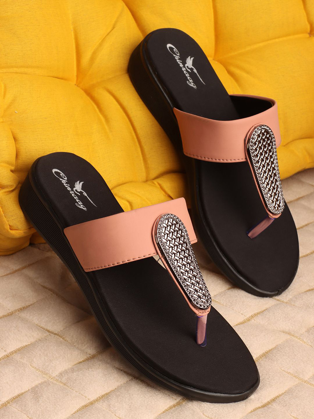CHINRAAG Women Embellished Open Toe Flats