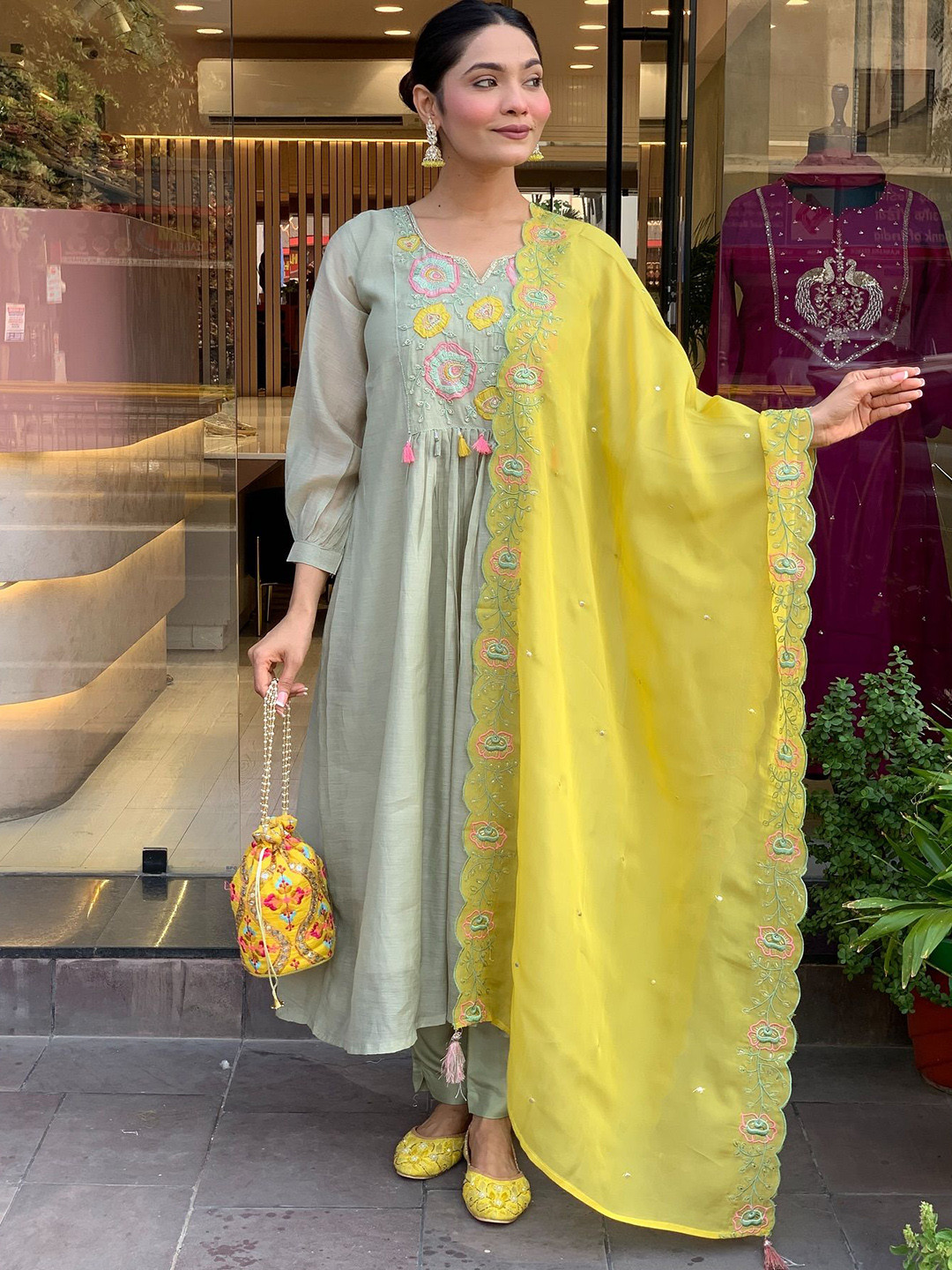 SHREE KHODAL FASHION Women Ethnic Motifs Printed A-Line Kurta with Trousers & Dupatta