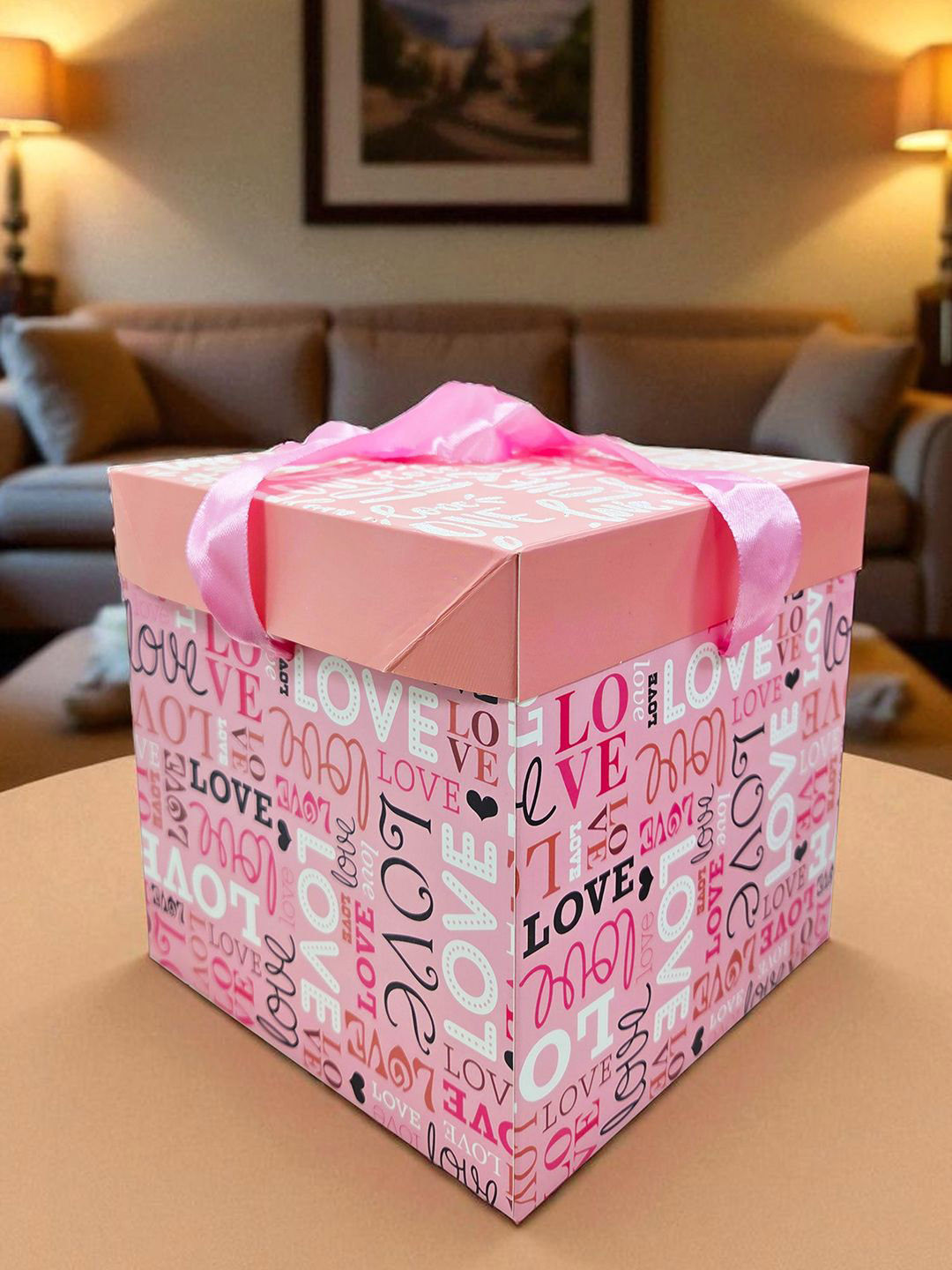 Art Street Pink And White 5 Pieces Printed Gift Box