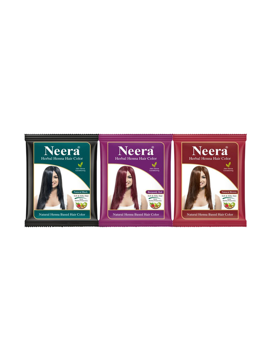 Neera Set Of 50 Herbal Henna Based Hair Color - 10 g Each - Natural Black