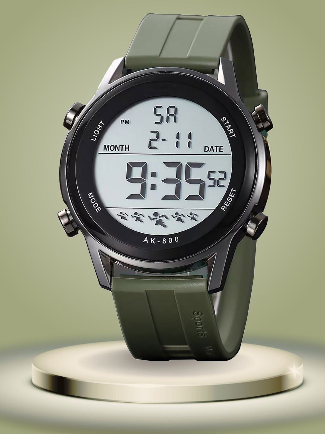 PAPIO Men Dial & Straps Digital LED Backlight Watch DIGITAL-028 GREEN