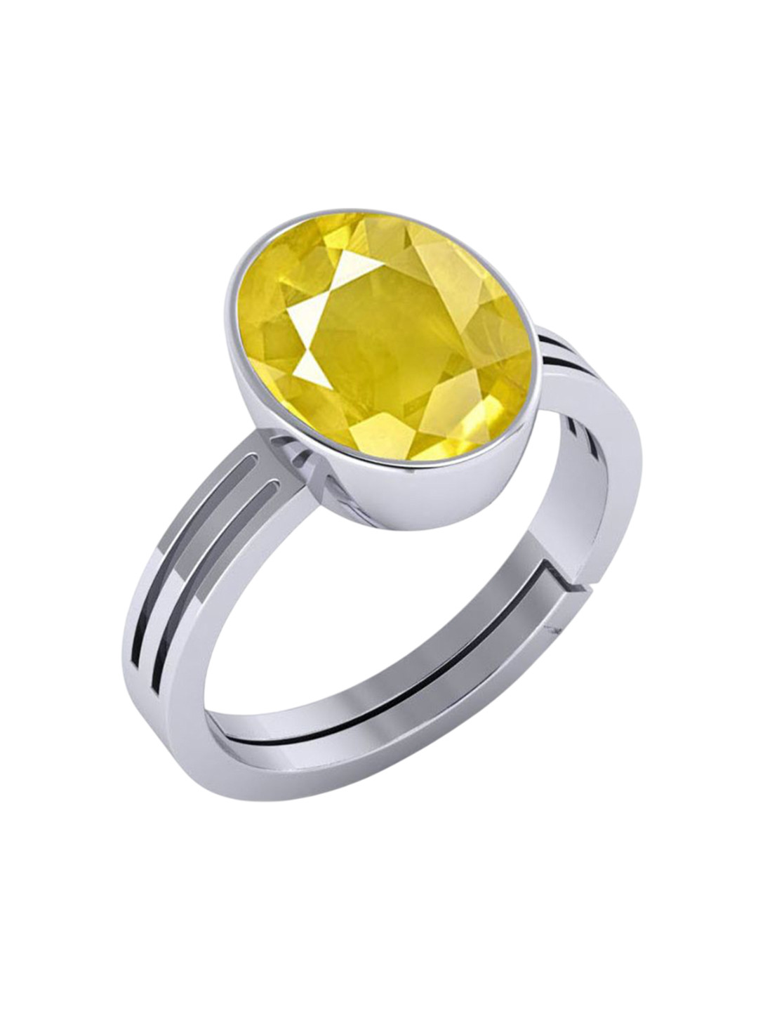 VISHVMA 5.00 Ratti to 5.50 Ratti Sapphire Pukhraj Gemstone-Studded Finger Ring