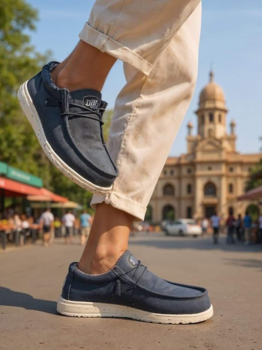 HEYDUDE Men Wally Stretch Canvas Slip-on Stretch-Lace Loafers