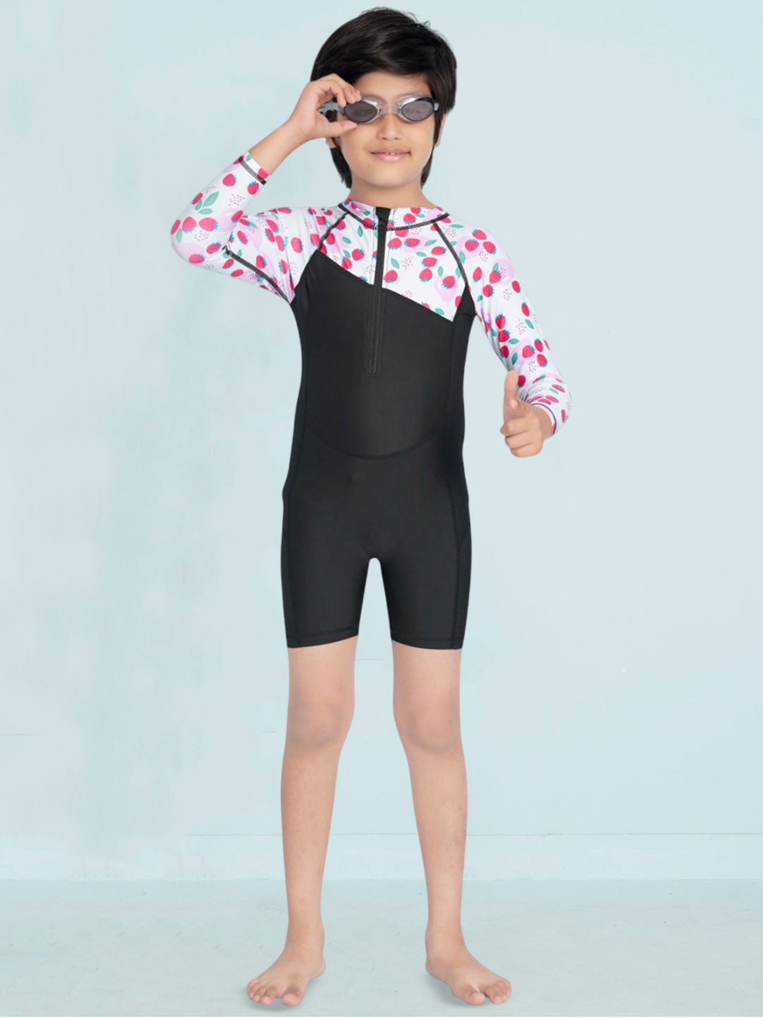 BAESD Boys Printed Full Coverage Round Neck Legsuit With Goggle