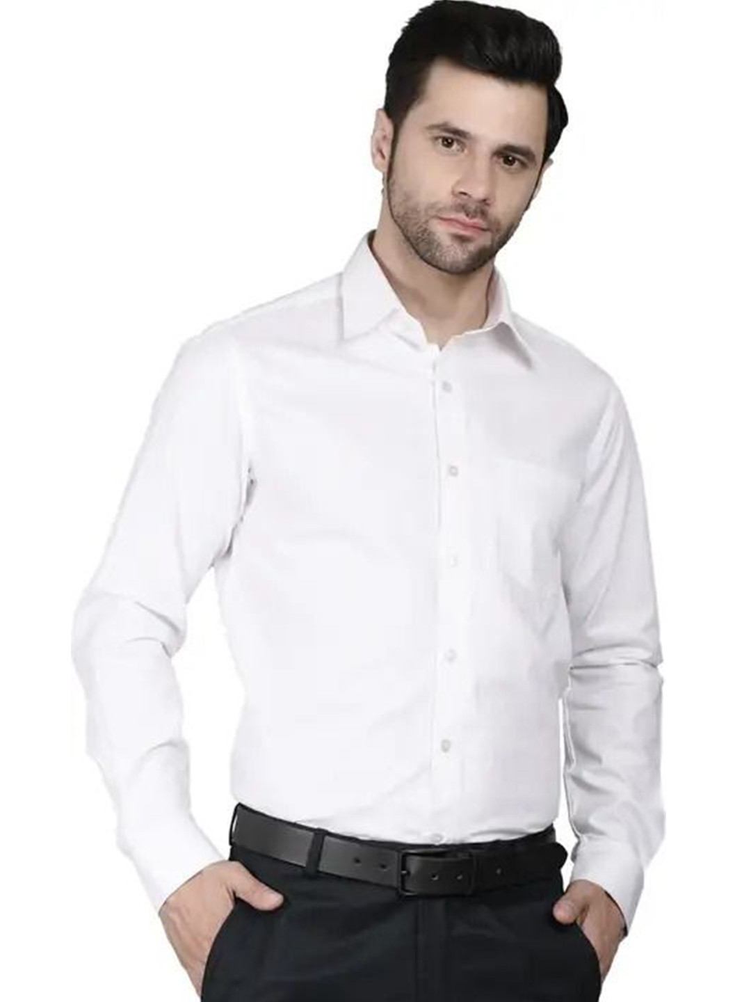 SAB Bags Men Slim Fit Solid Spread Collar Cotton Formal Shirt