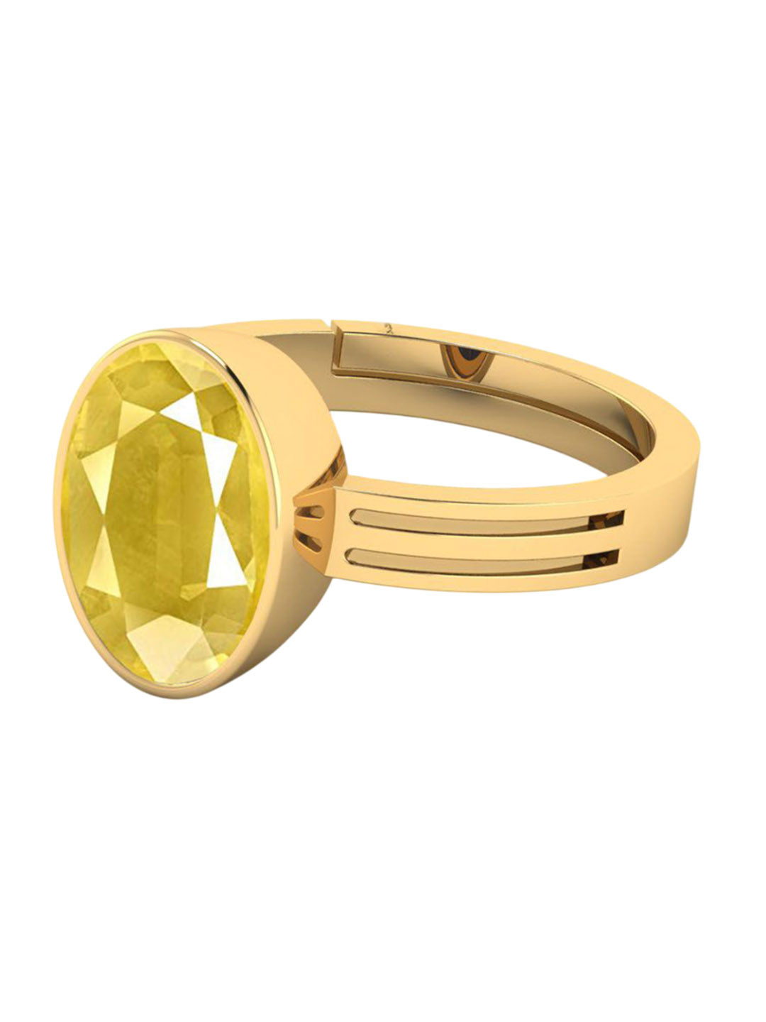 VISHVMA Gold-Plated 7.00 Ratti to 7.50 Ratti Sapphire Gemstone-Studded Finger Ring