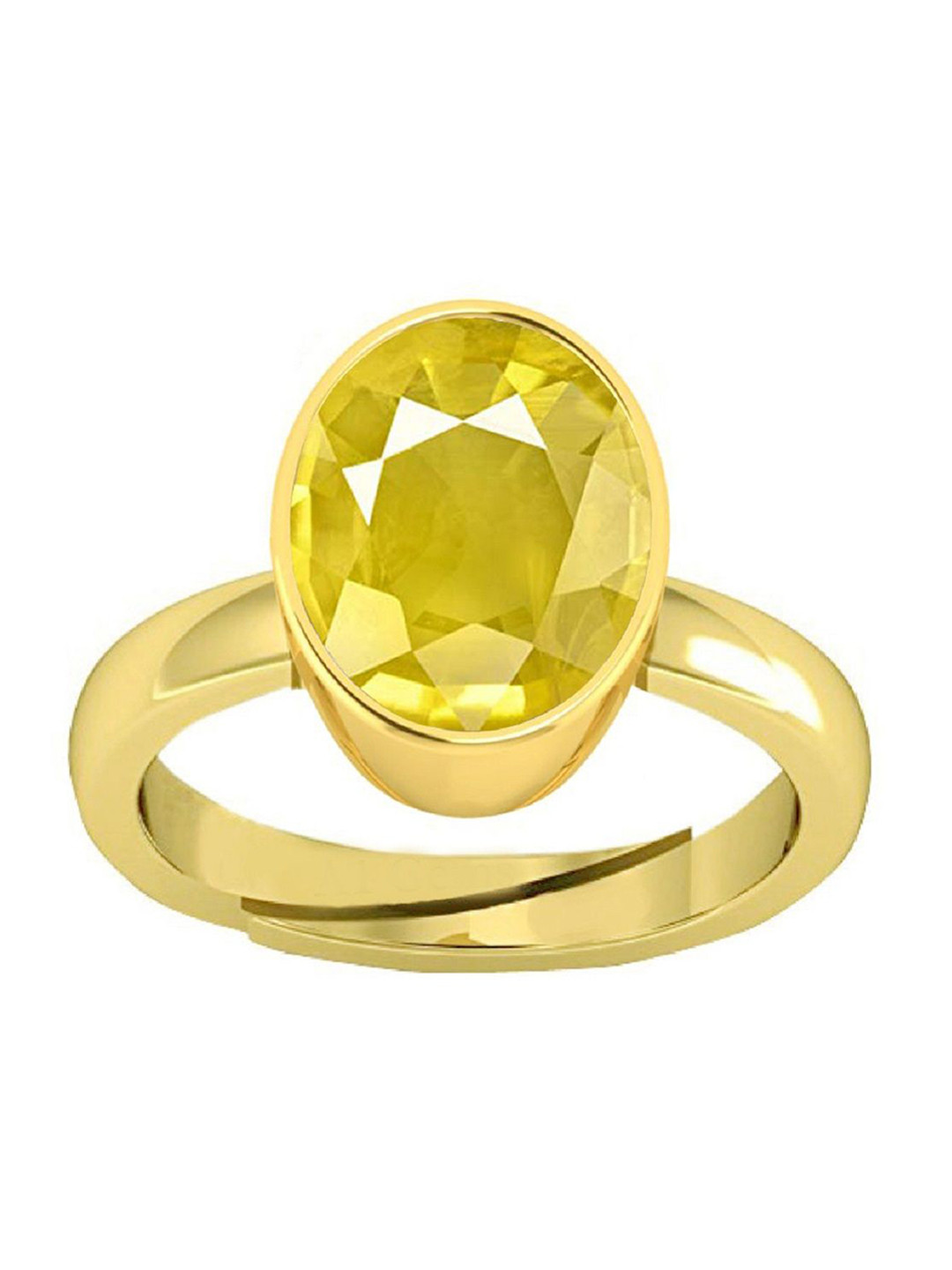VISHVMA Gold-Plated 10.00 Ratti to 10.50 Ratti Sapphire Gemstone-Studded Finger Ring
