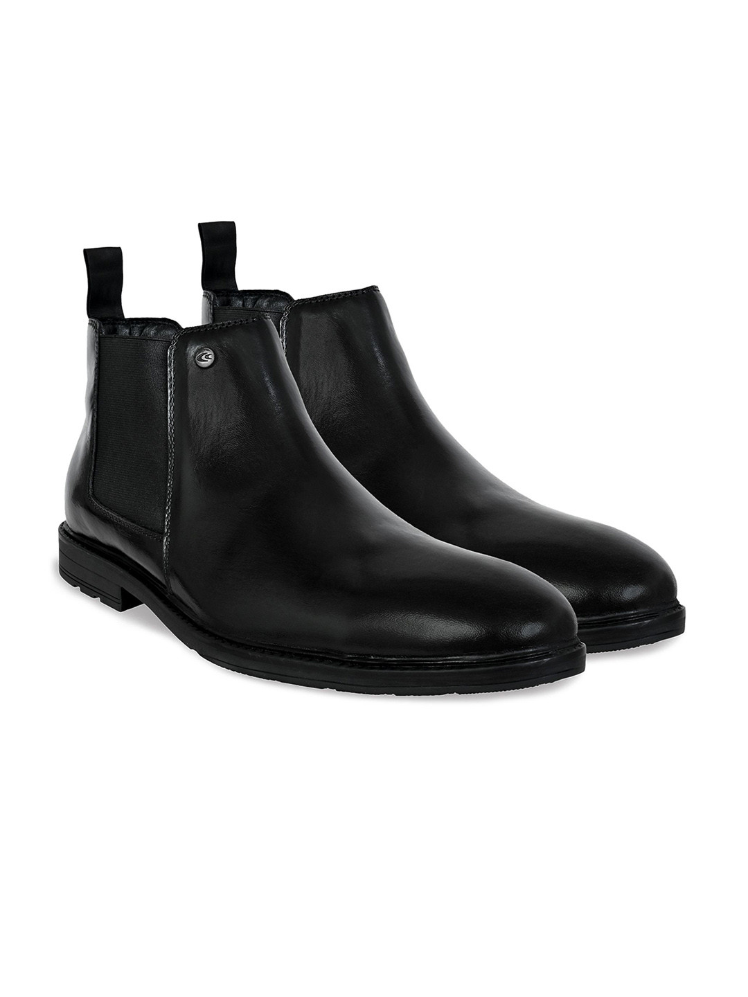 Allen Cooper Men Leather Anti-Skid Block-Heeled Chelsea Boots